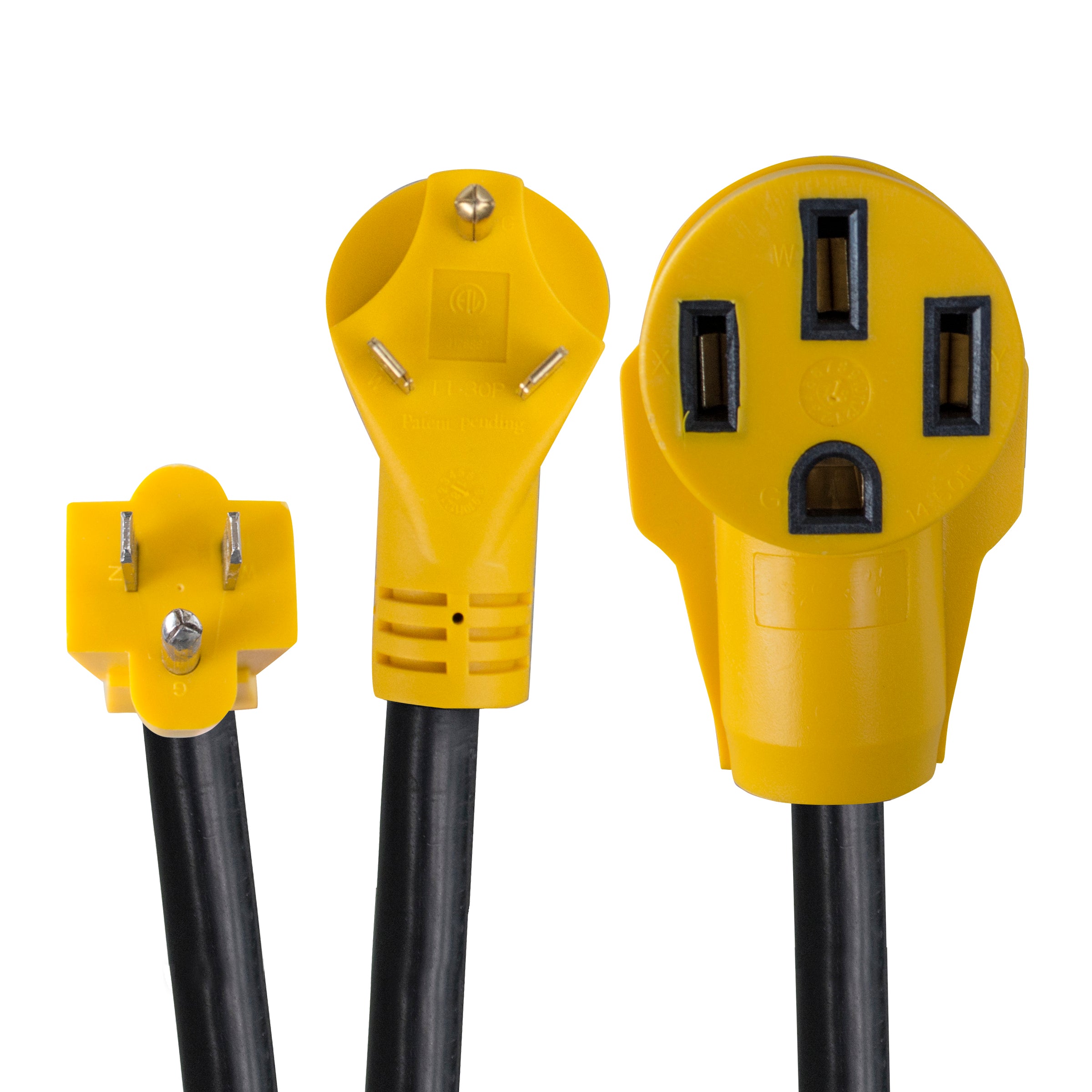 28 In. 25/125 Volt 45 Amp Rv Camper Y-Adapter Power Cable With 15/30 Amp Male And 45 Amp Female