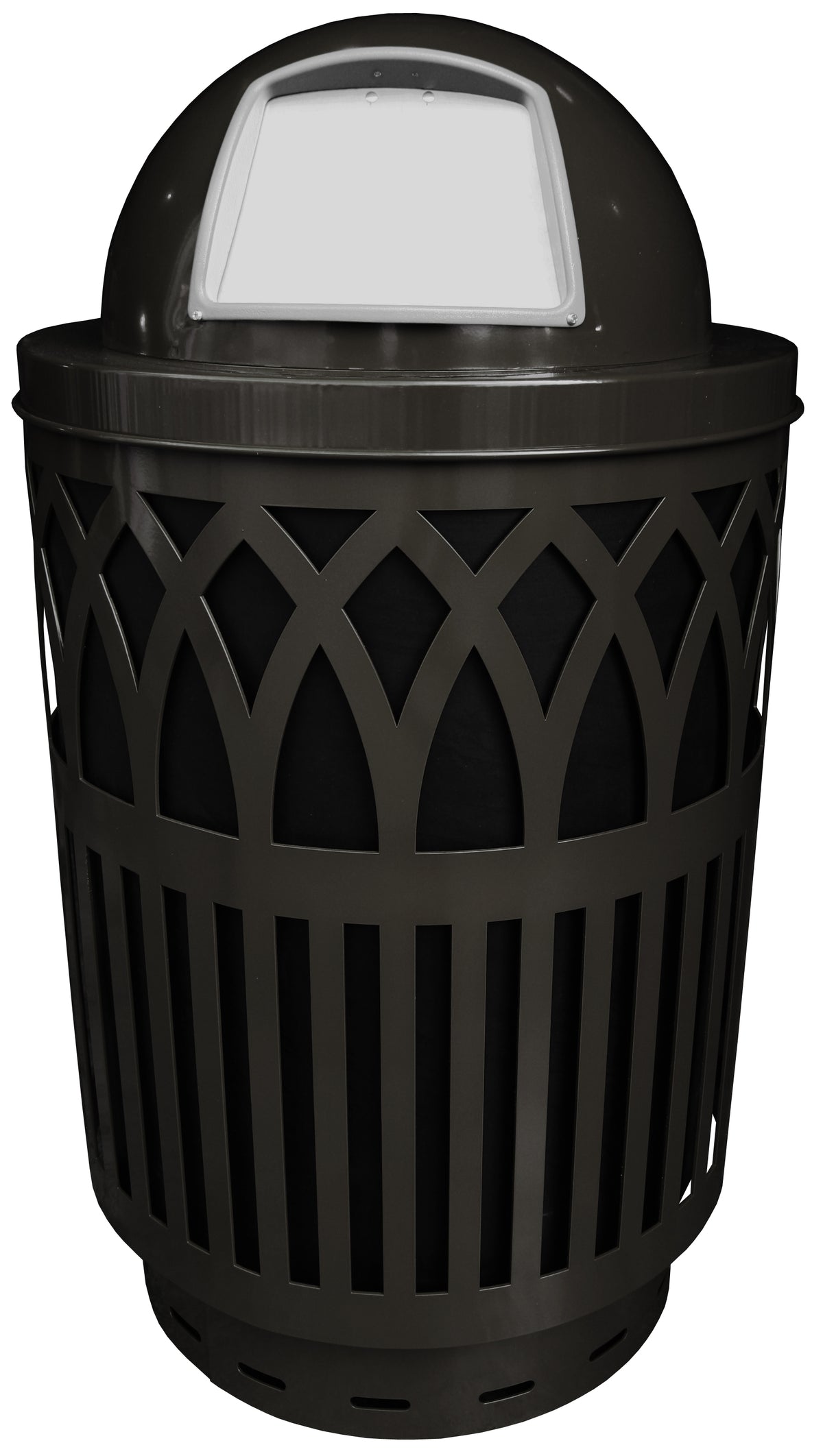 Cov40P-Dt-Bk-Vv Ergode Covington Can - Sleek Laser Cut Design, Durable Galvanneal Steel, Ideal For Streets, Malls, Parks, And Of