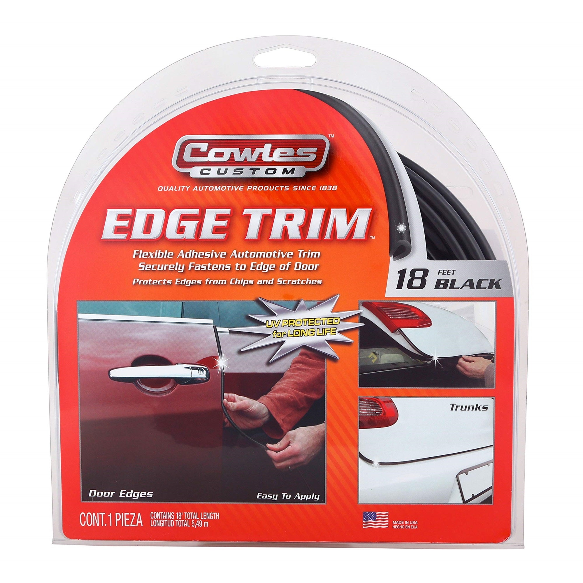 Cowles Custom - Superior 18Feet Black U-Channel Edge Guard Trim, Rubber Bumper Protector Accessory, Door Guard For Cars, Trucks, Suvs, Atvs, Boats
