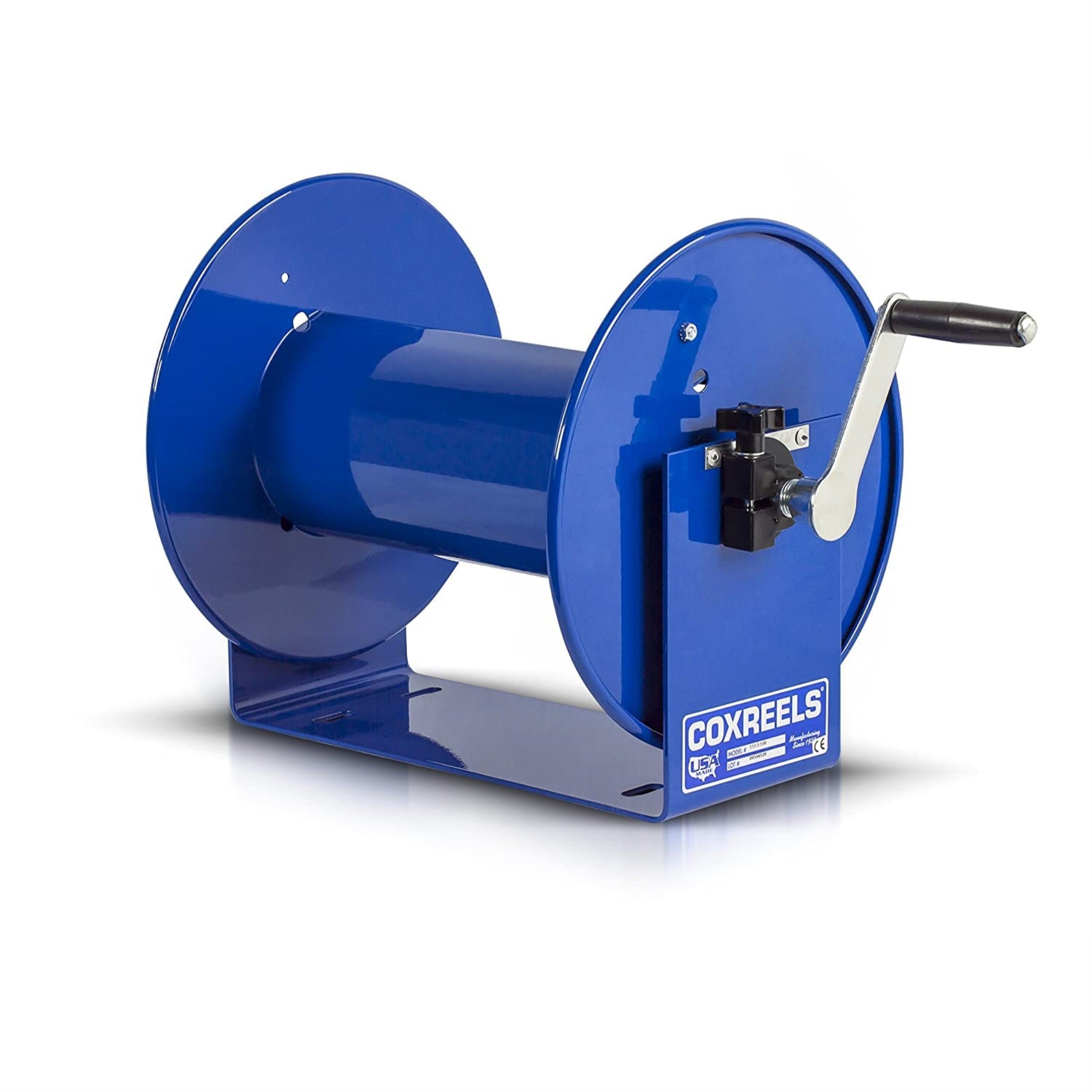Coxreels 112-3-100 Hand Crank Hose Reel | Spool for Coiling Hoses and Cables | Rotating Storage Reel with Hand Crank | Steel Hose Reel | Fits 3/8 in x 100 in Hose | 12 in x 18.25 in x 13 in