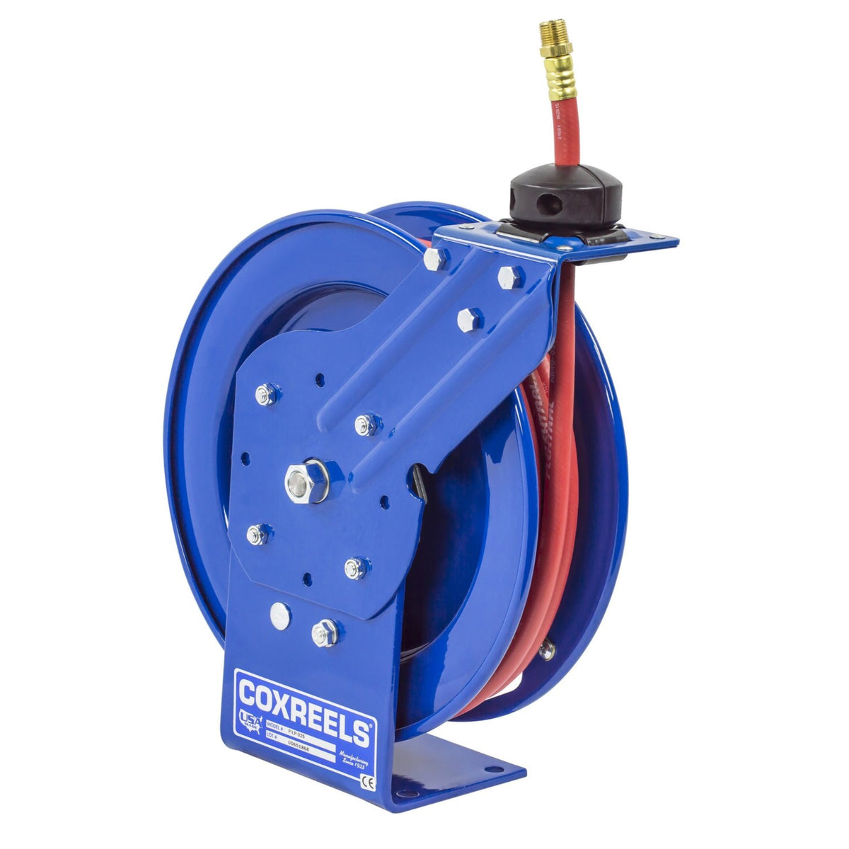 Coxreels P-Lp-325 Low Pressure Retractable Air/Water Hose Reel: 3/8' I.D., 25' Hose Capacity, With Hose, 300 Psi, Made In Usa
