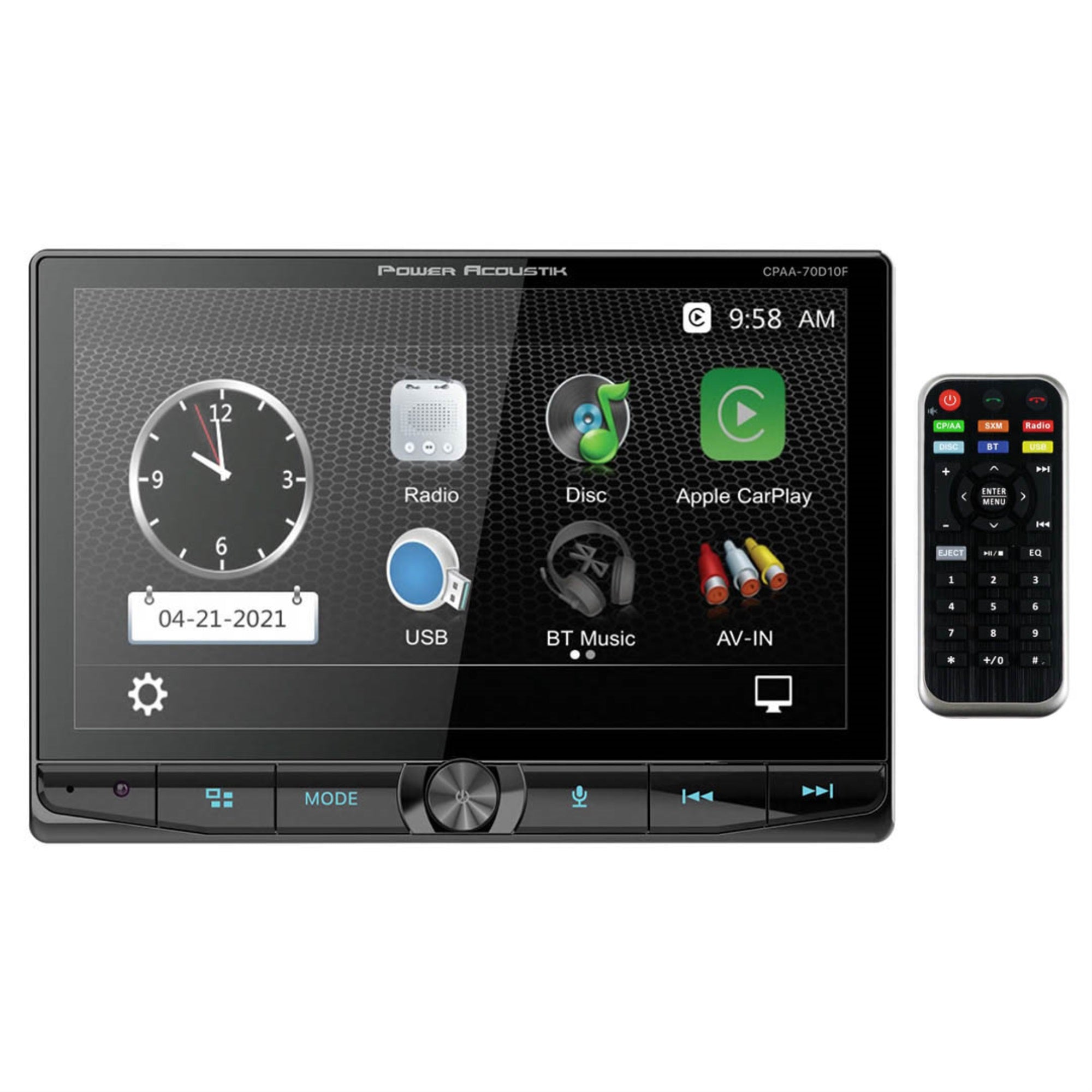 Power Acoustik 10.6' Floating  Double Din Dvd With Apple Car Play & Android Auto