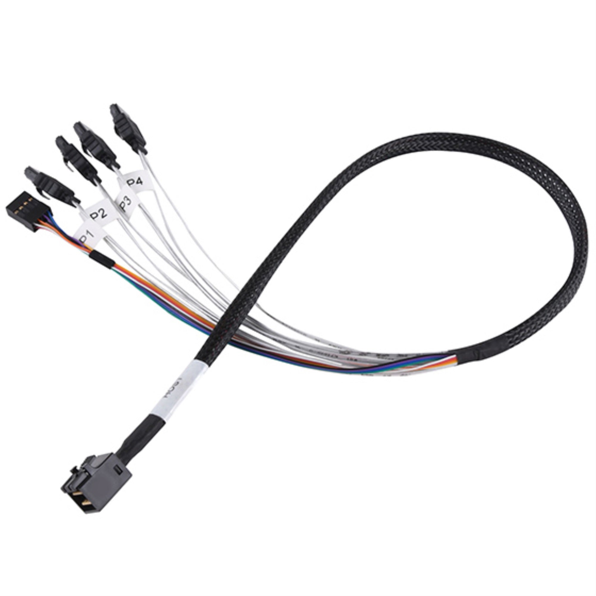 12Gb Minisas Hd Sff-8643 To Sata 7Pin+Sideband Cable 0.5M