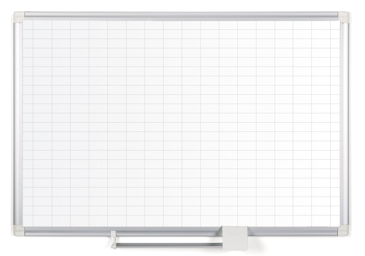 Magnetic Porcelain Dry-Erase Planning Board, 1 X 2 Grid, Aluminum Frame, 24 X 36