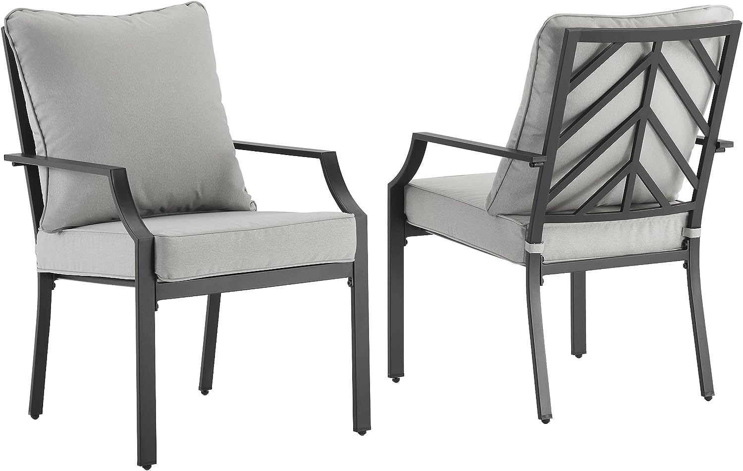Otto 2 Piece Outdoor Dining Chair Set Gray, Matte Black - 2 Chairs