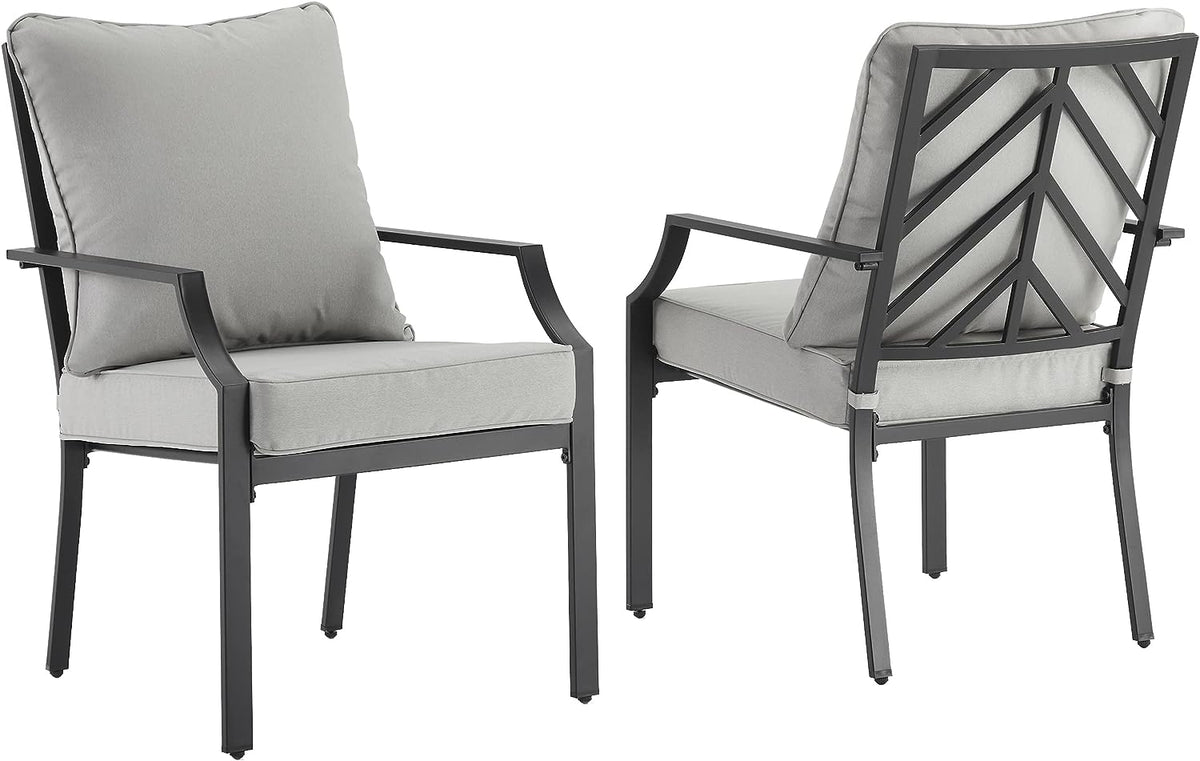 Otto 2 Piece Outdoor Dining Chair Set Gray, Matte Black - 2 Chairs