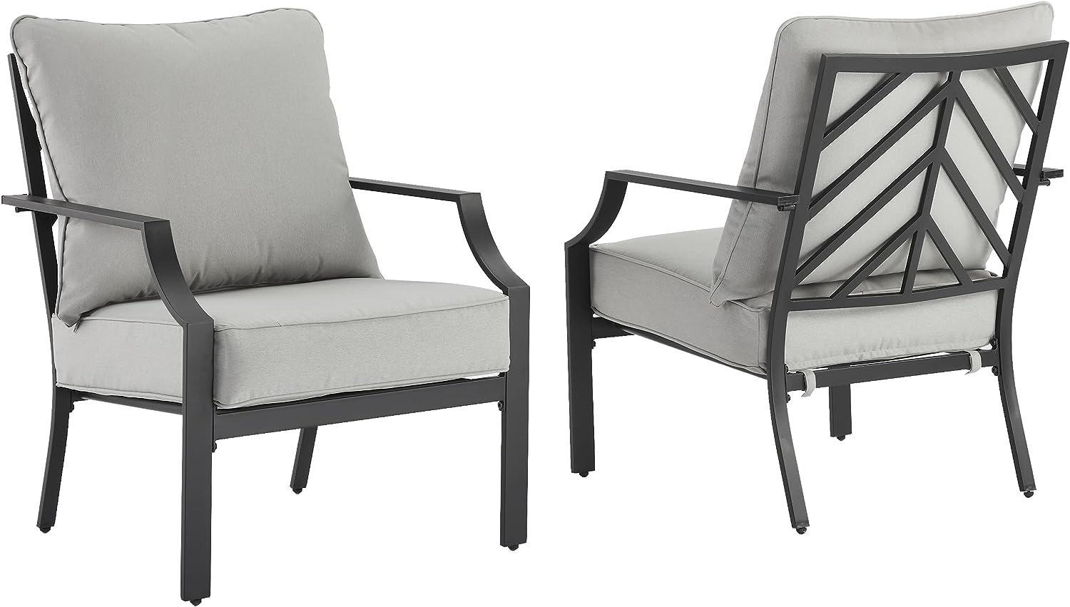 Otto 2 Piece Outdoor Chair Set Gray, Matte Black - 2 Armchairs