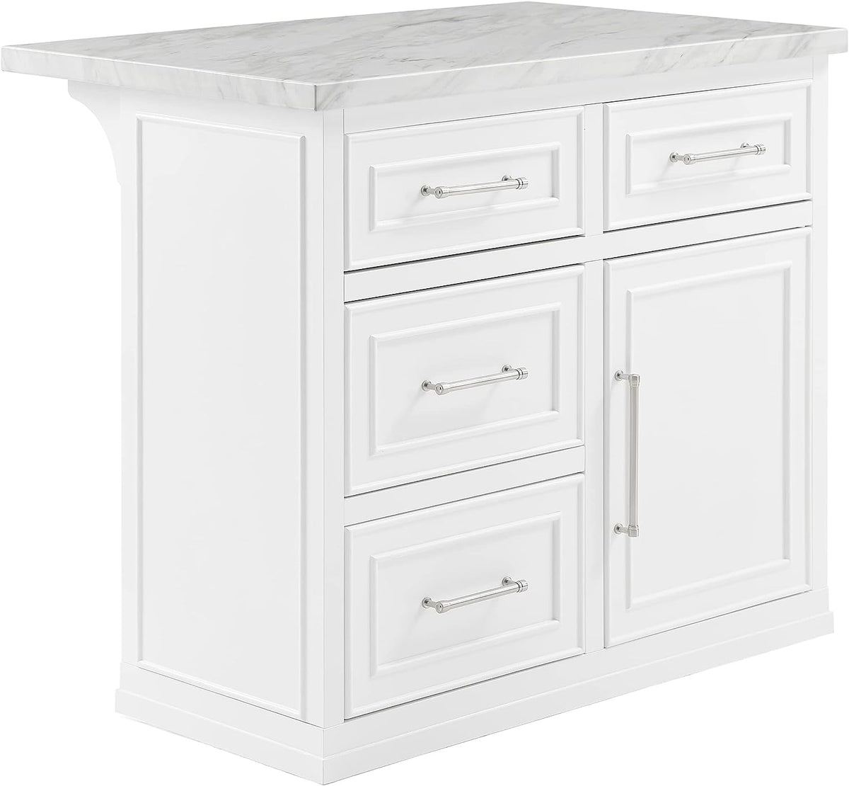 Cutler Faux Marble Top Kitchen Island White, White Marble