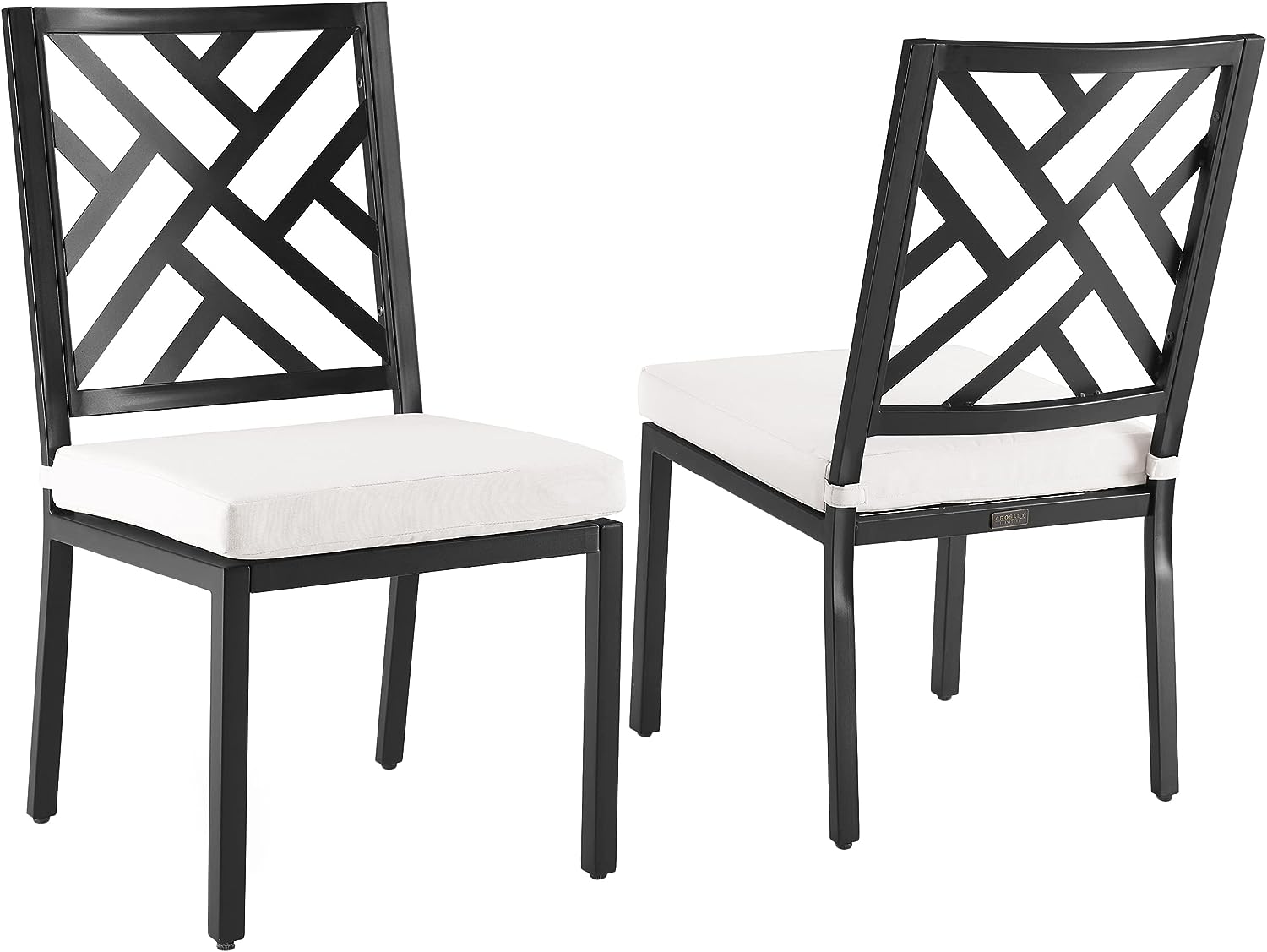 Locke 2 Piece Outdoor Dining Chair Set Creme, Matte Black - 2 Chairs