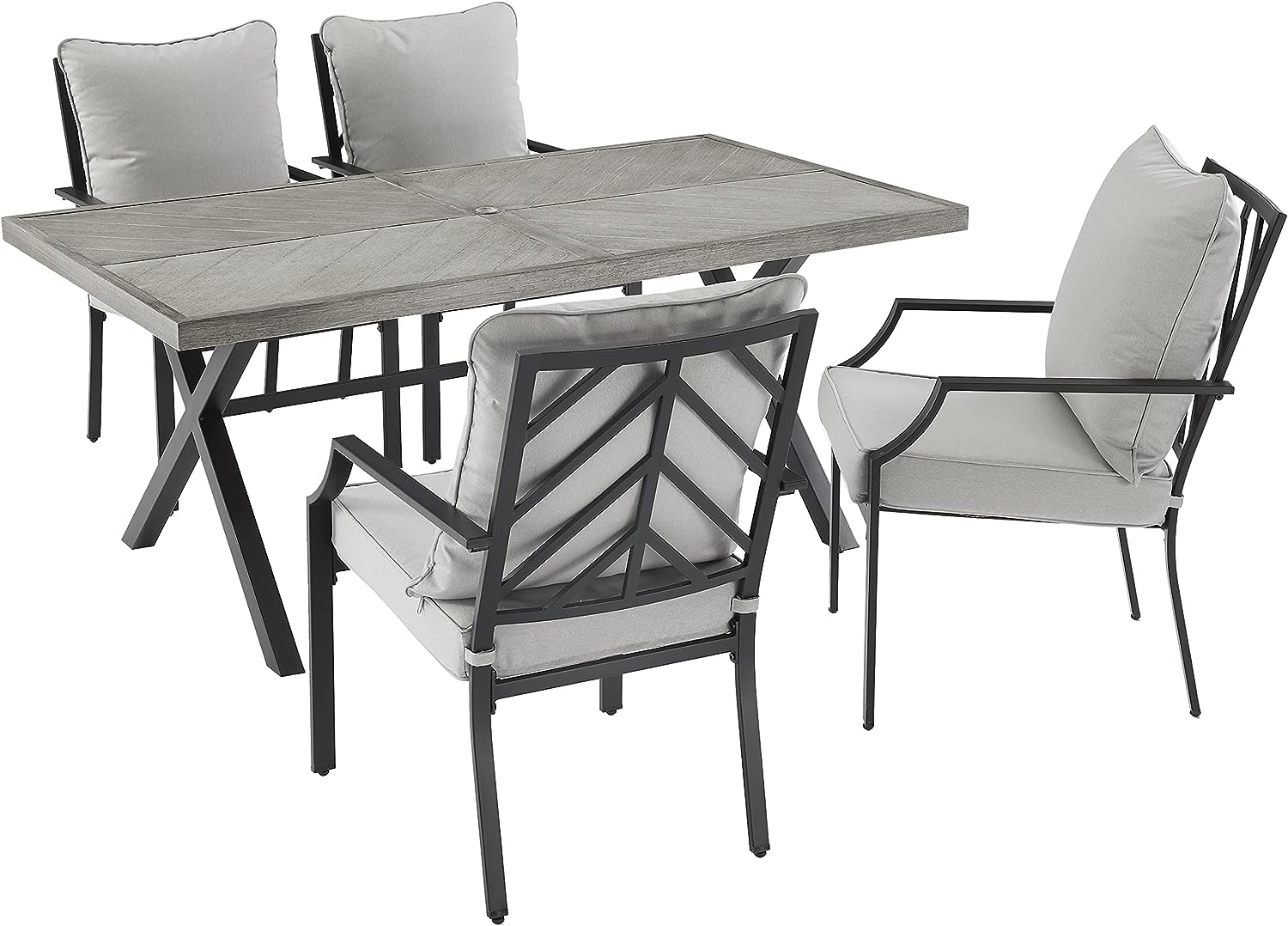 Otto 5 Piece Outdoor Dining Set Gray, Matte Black - Table & 4 Chairs