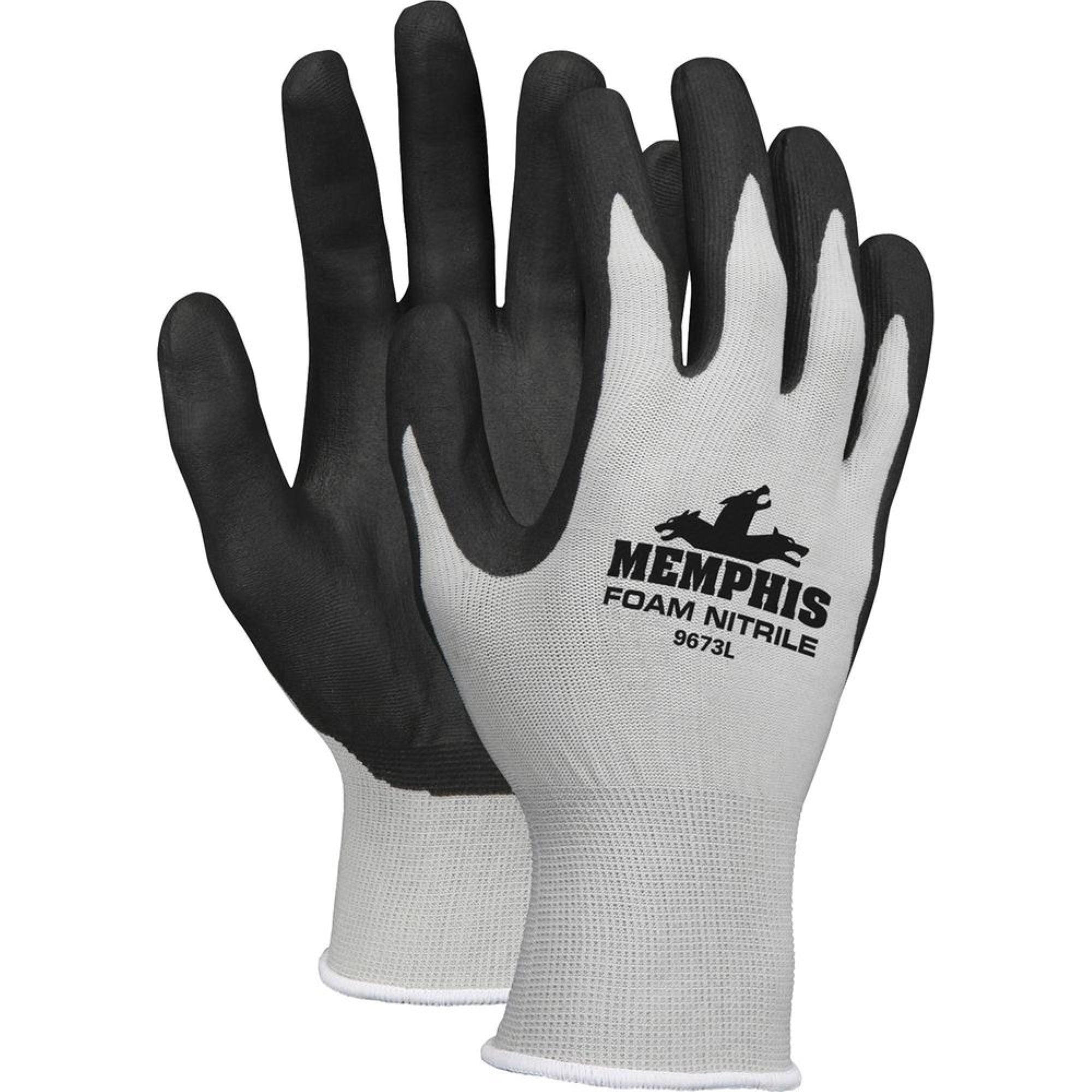 Memphis Shell Lined Protective Gloves - Large Size - Gray, Black, White - Knit Wrist, Knitted Cuff, Comfortable - For Material H