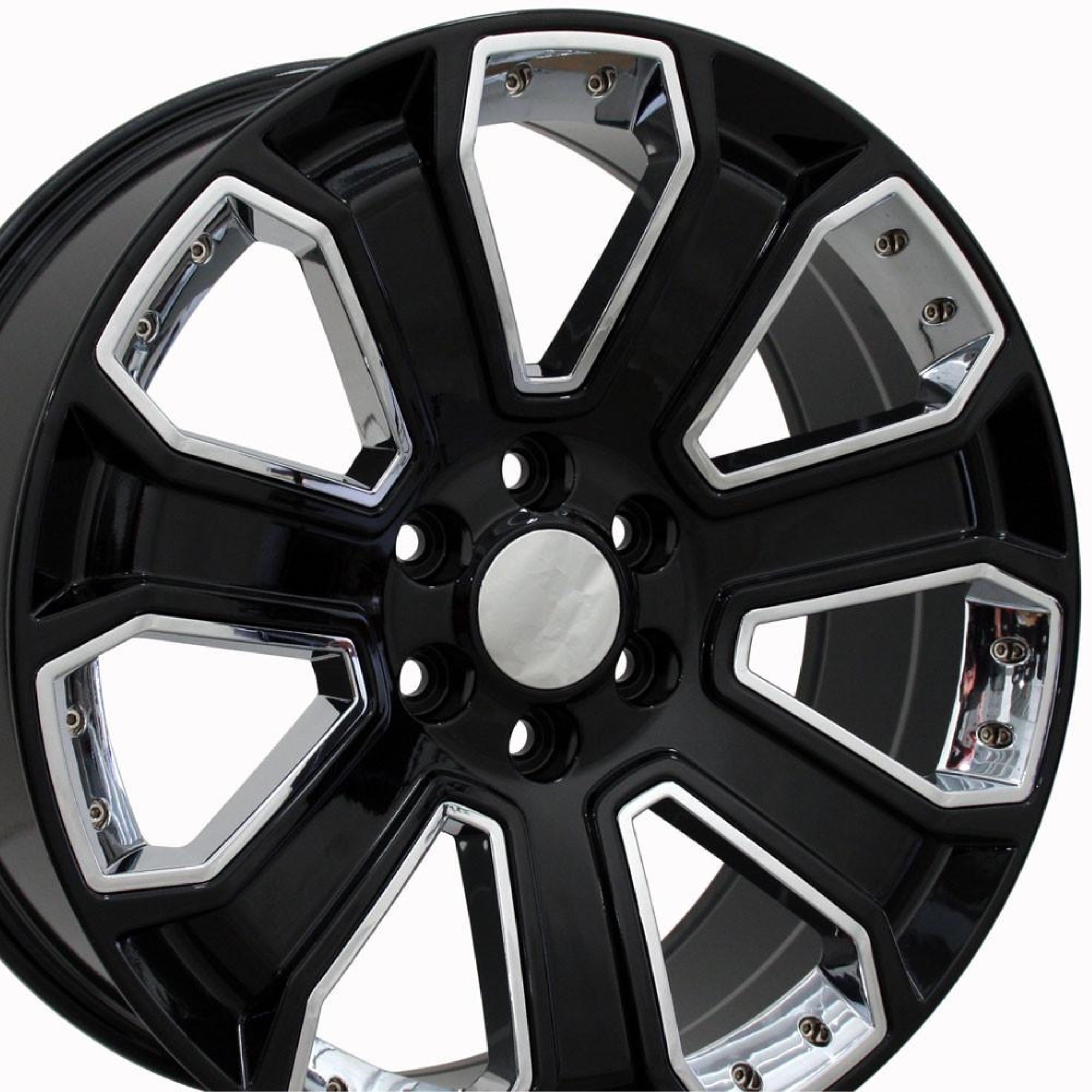 22″ Replica CV93B fits Chevy Silverado 22x9 Black with Chrome