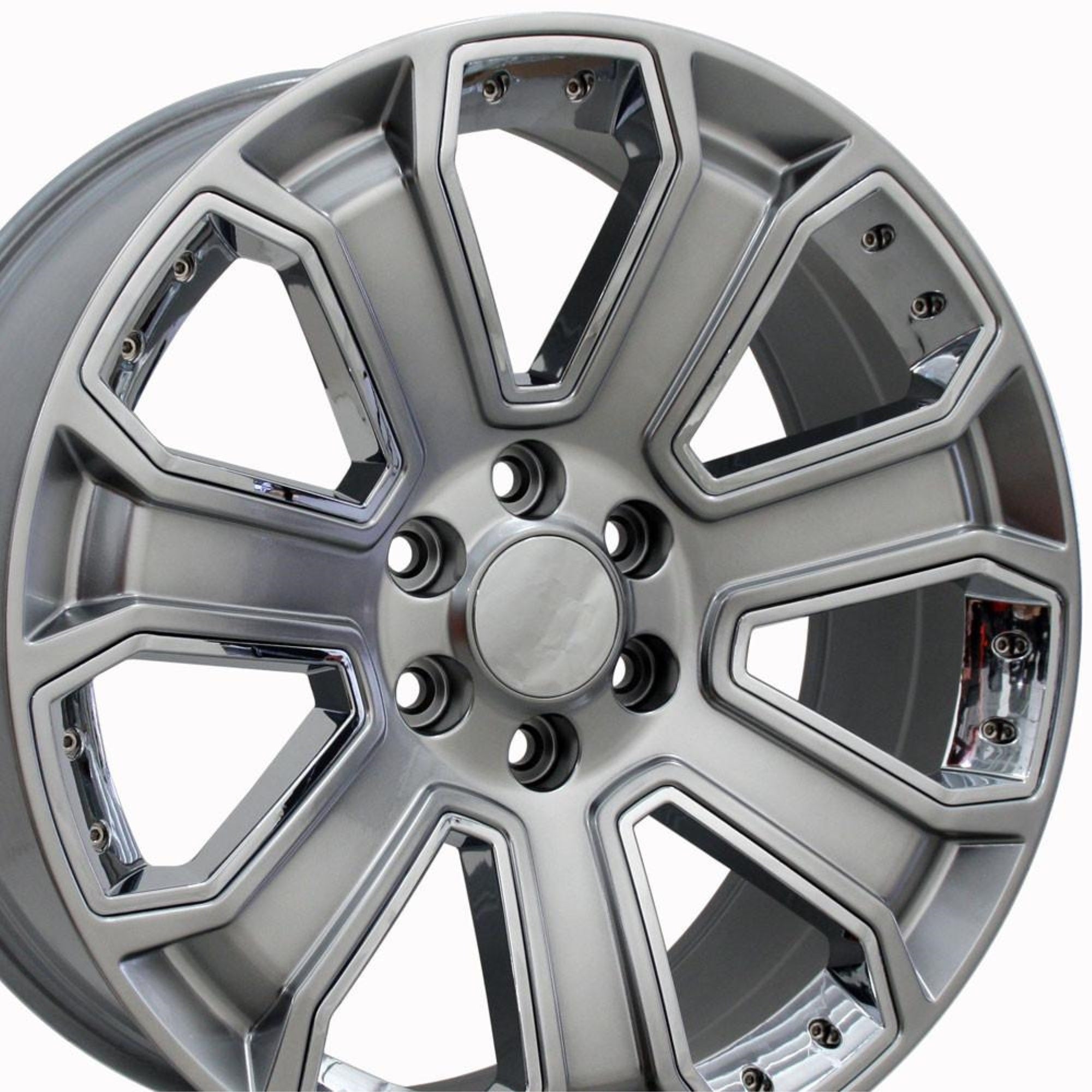 22″ Replica CV93B fits Chevy Silverado 22x9 Hyper Black with Chrome Insert