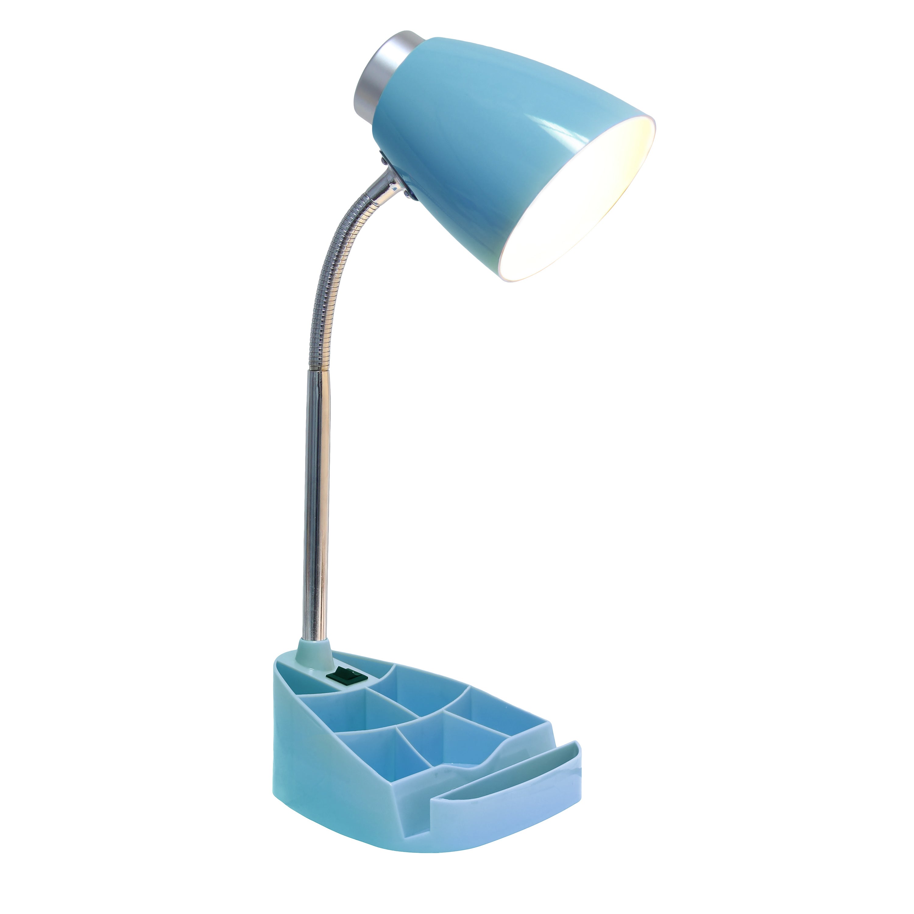 Creekwood Home 18.5' Flexible Gooseneck Organizer Desk Lamp With Phone/Ipad/Tablet Stand For Office, Bedroom, Study, Bedroom, Library, Blue