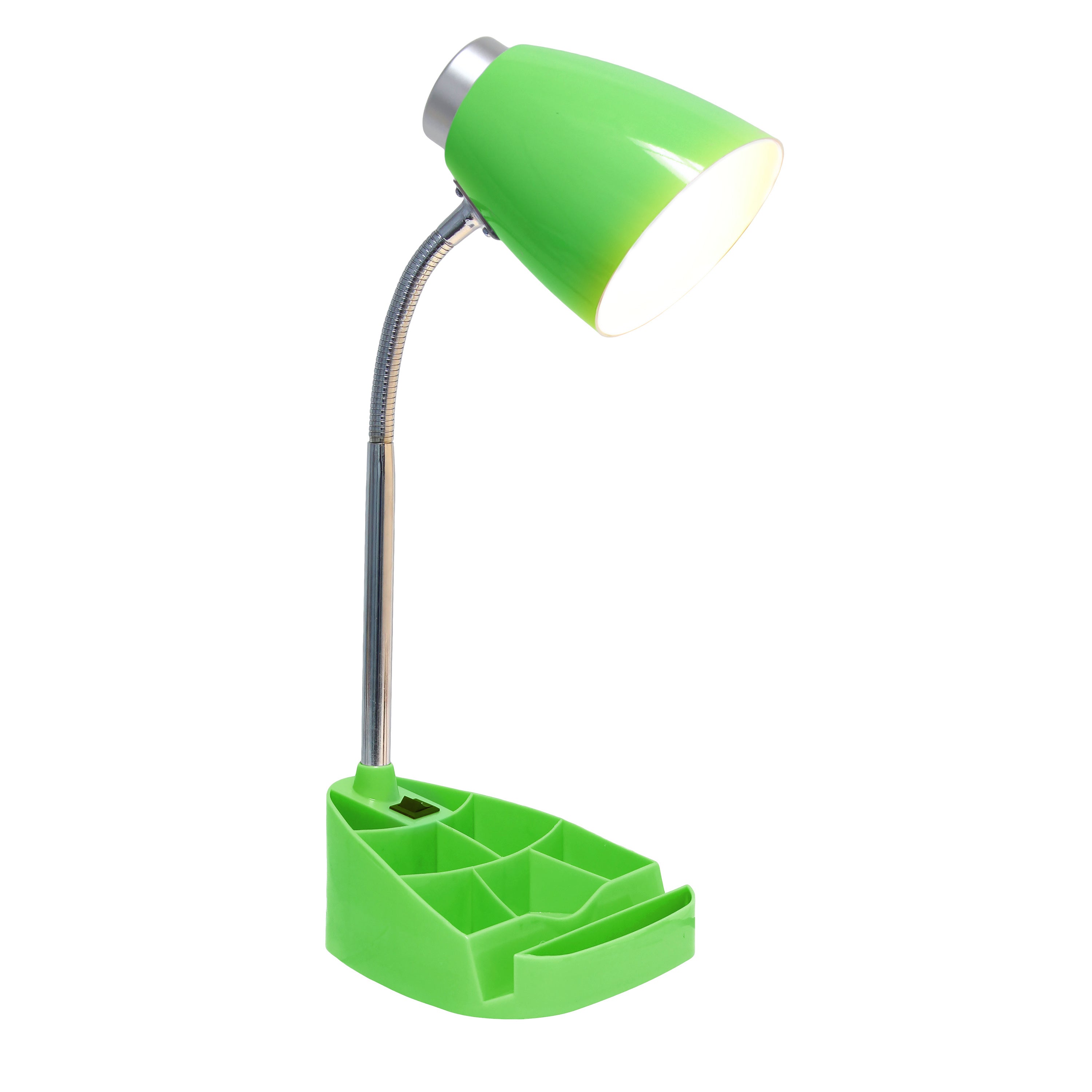 Creekwood Home 18.5' Flexible Gooseneck Organizer Desk Lamp With Phone/Ipad/Tablet Stand For Office, Bedroom, Study, Bedroom, Library, Green