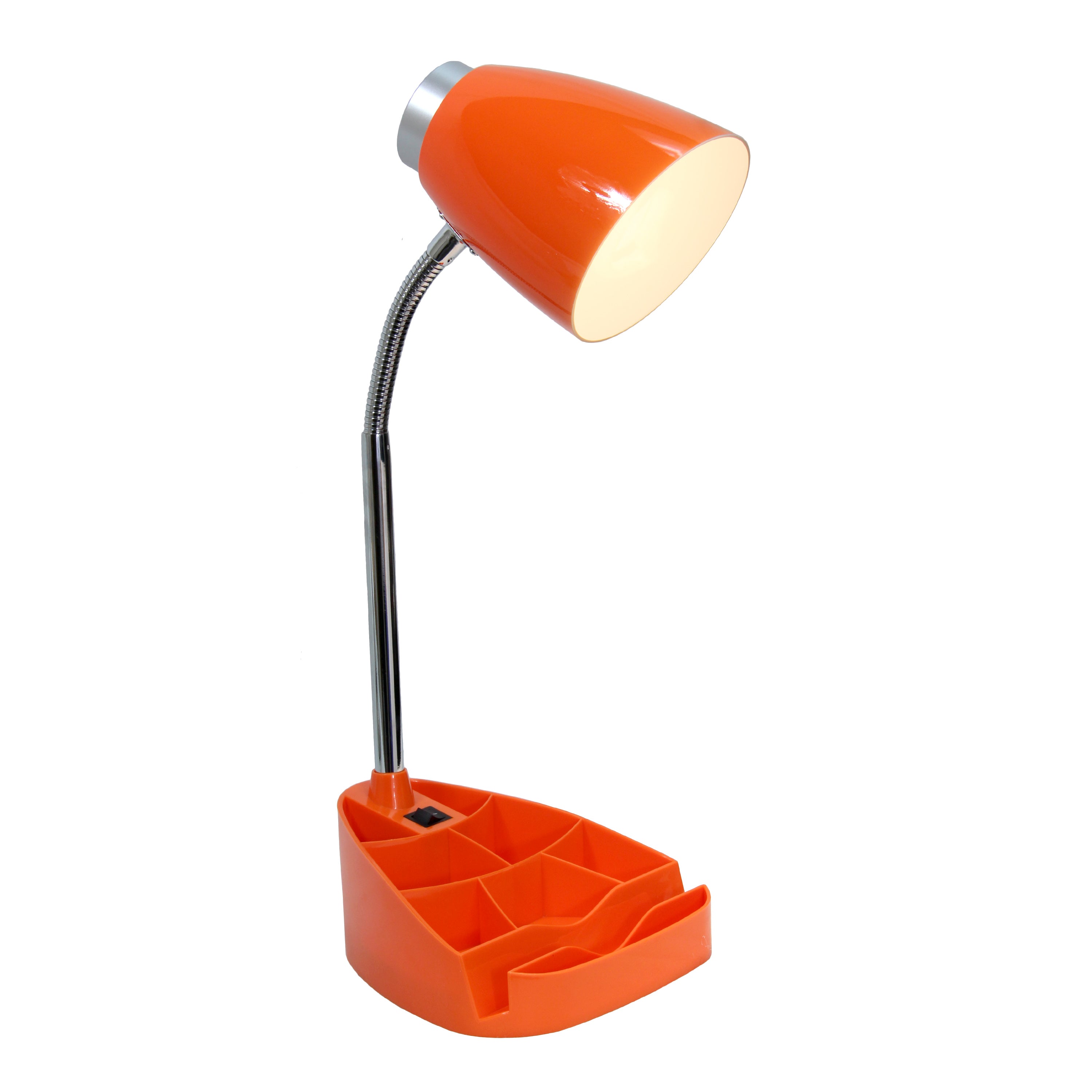 Creekwood Home 18.5' Flexible Gooseneck Organizer Desk Lamp With Phone/Ipad/Tablet Stand For Office, Bedroom, Study, Bedroom, Library, Orange