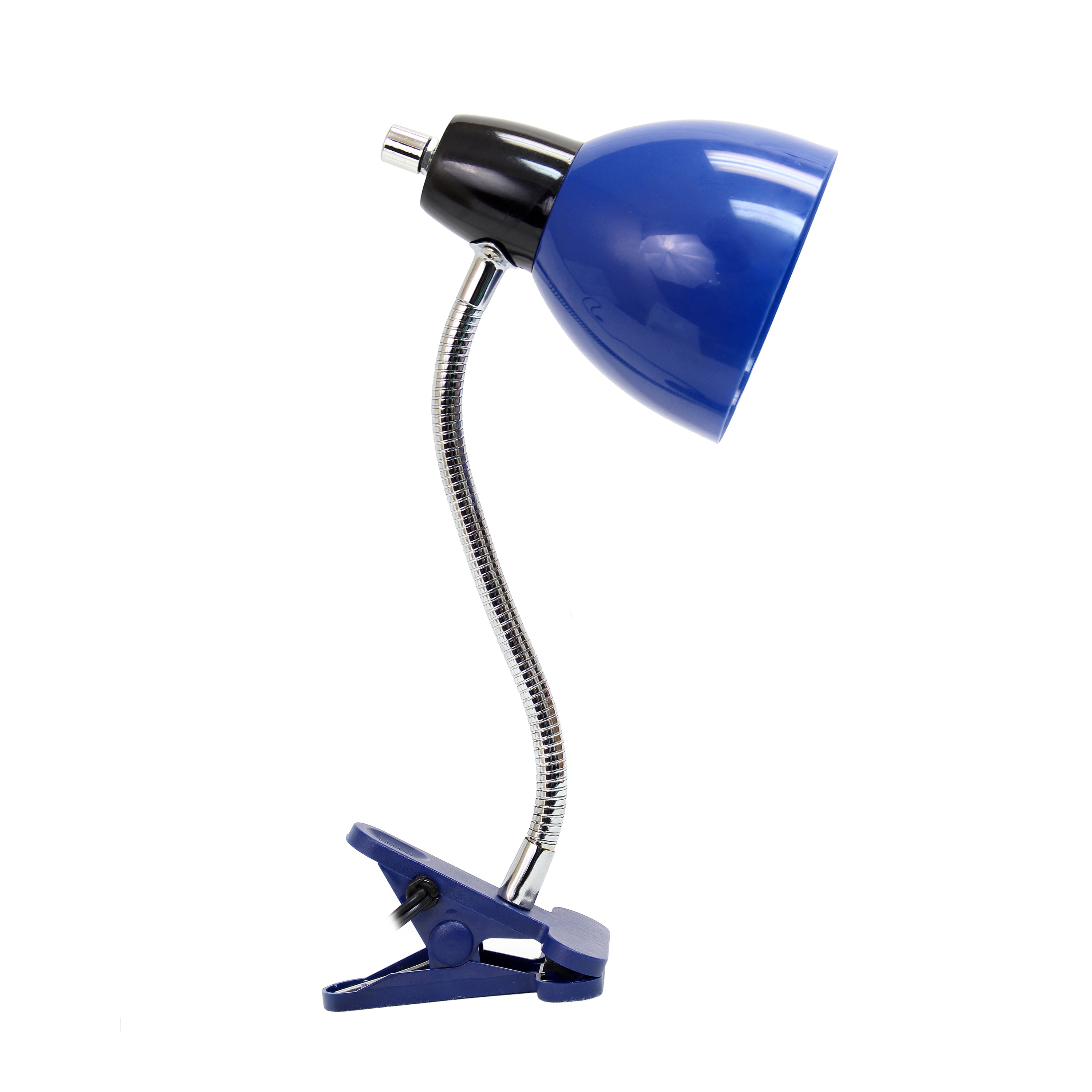 Creekwood Home 15.25' Basic Clip On Reading Light With Flexible Gooseneck, For Office, Desk, Study Nook, Workspace, Blue