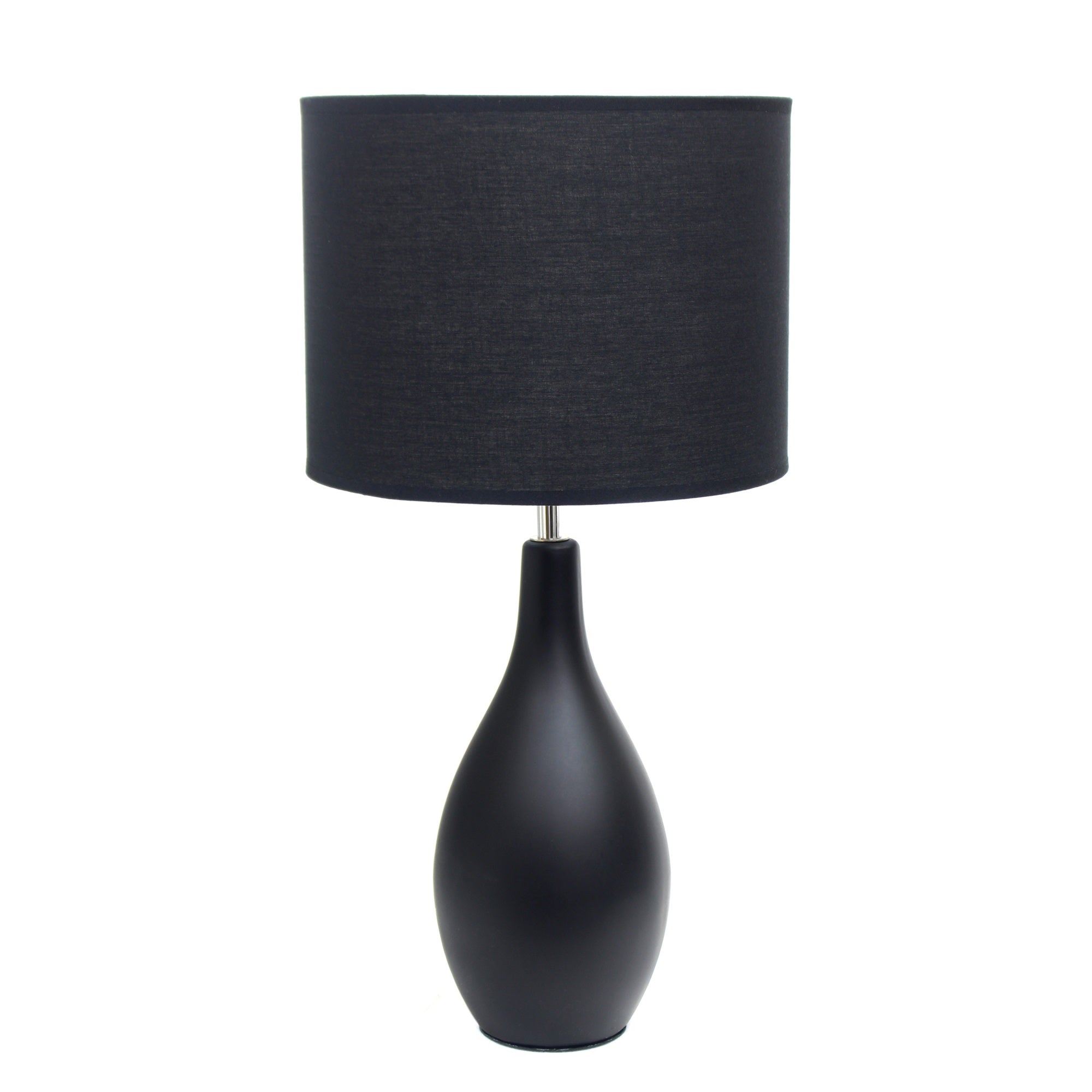 Creekwood Home Essentix 18.11' Traditional Standard Ceramic Dewdrop Table Desk Lamp With Matching Fabric Shade For Home Dcor, Bedroom, Living Room, Dining Room, Foyer, Black