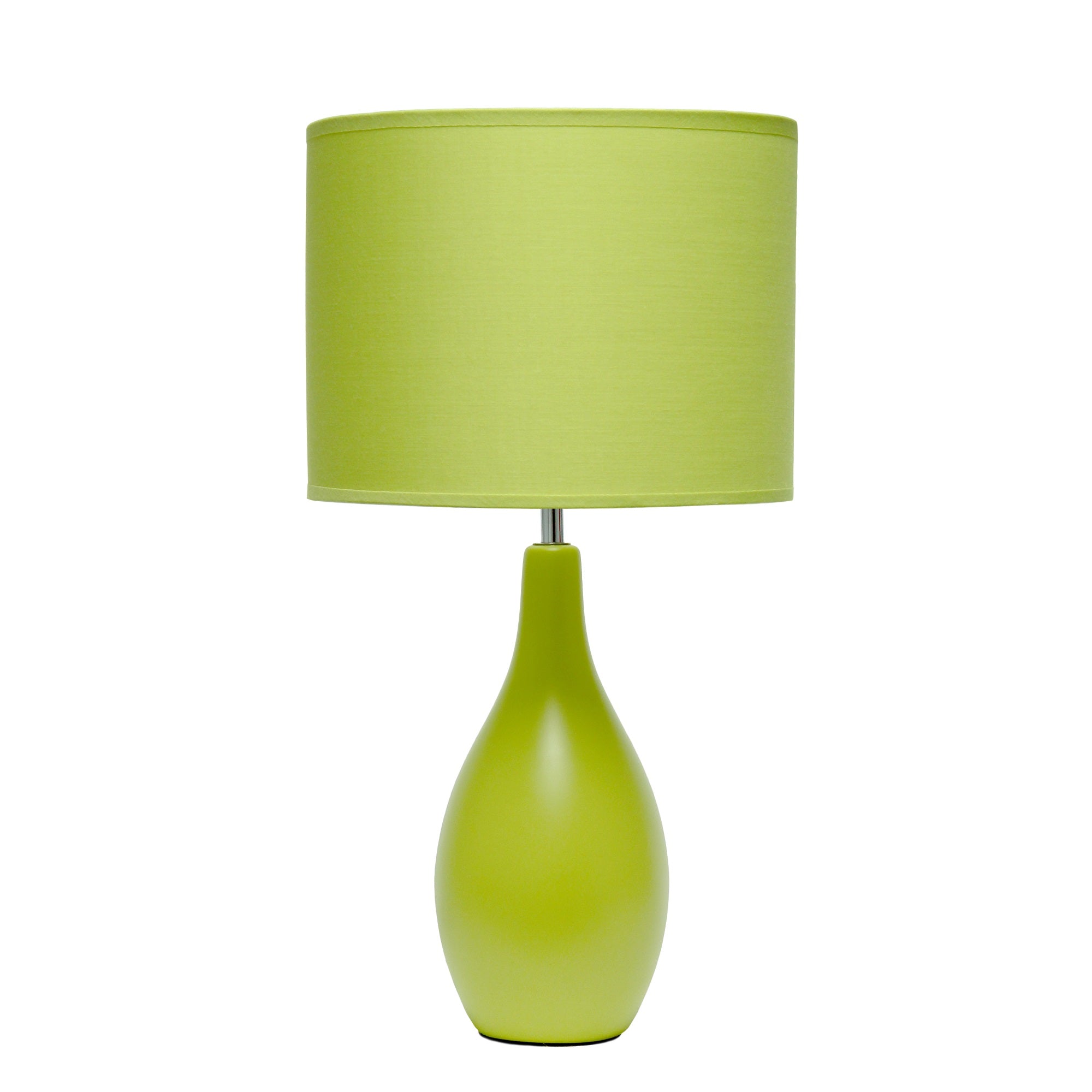 Creekwood Home Essentix 18.11' Traditional Standard Ceramic Dewdrop Table Desk Lamp With Matching Fabric Shade For Home Dcor, Bedroom, Living Room, Dining Room, Foyer, Green