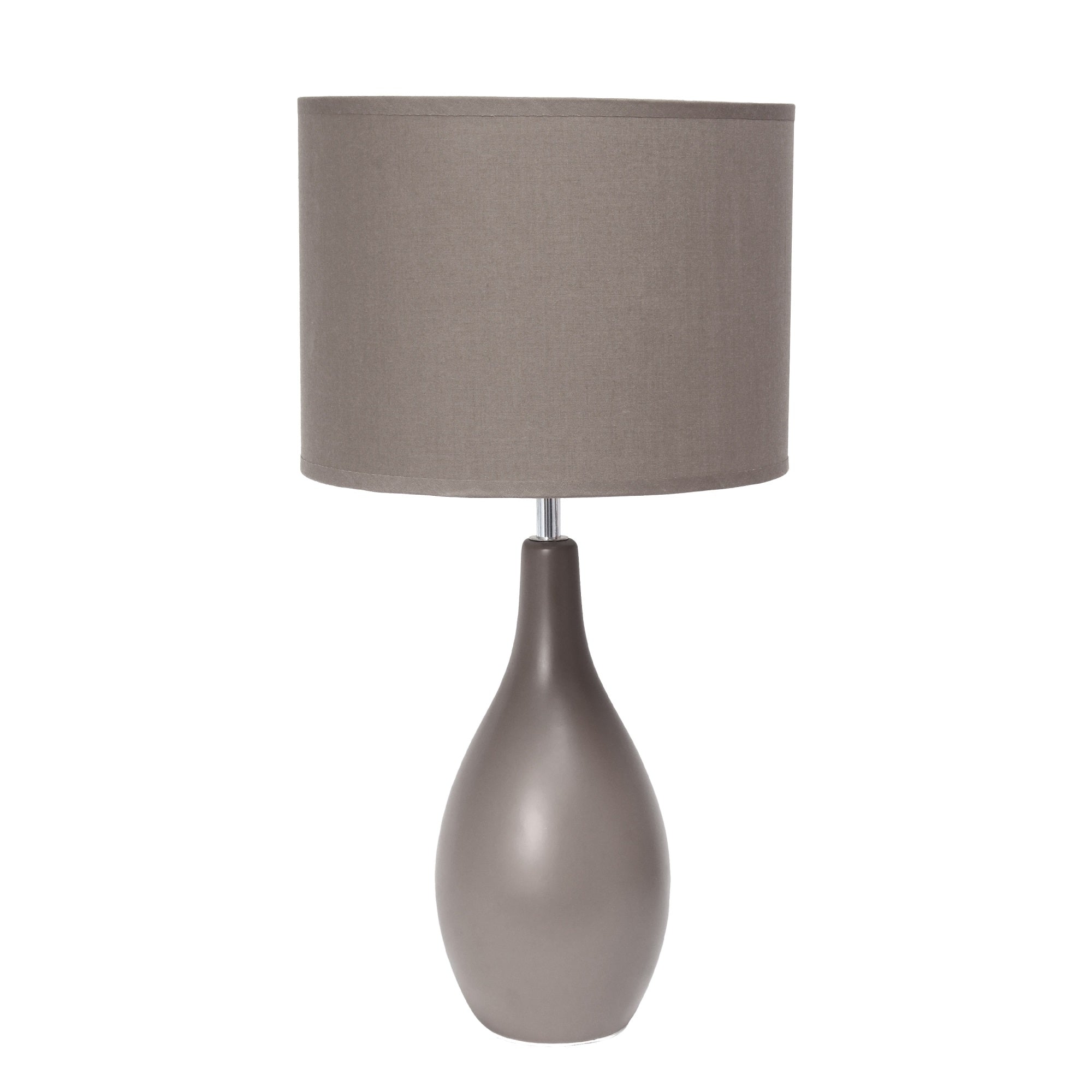 Creekwood Home Essentix 18.11' Traditional Standard Ceramic Dewdrop Table Desk Lamp With Matching Fabric Shade For Home Dcor, Bedroom, Living Room, Dining Room, Foyer, Gray