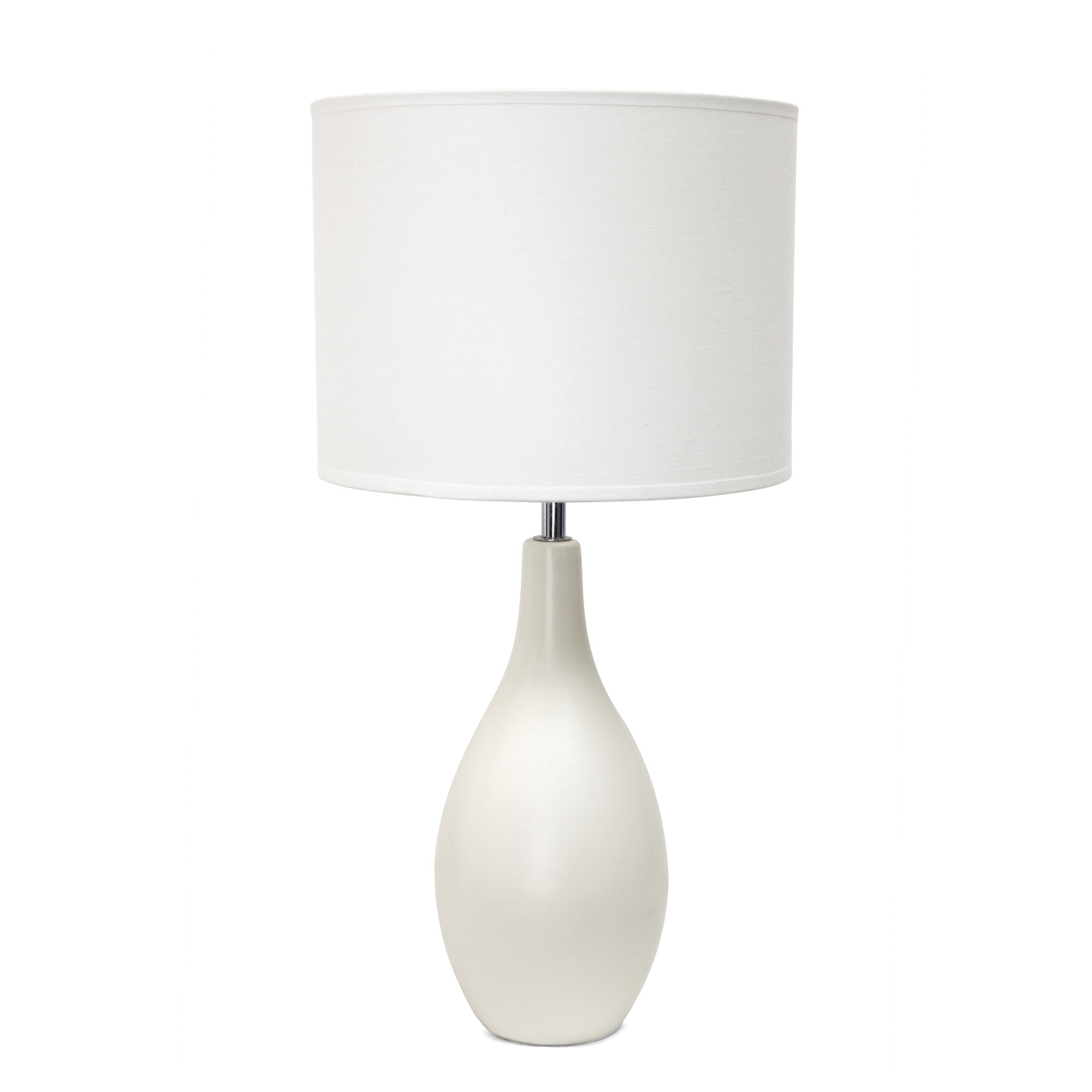 Creekwood Home Essentix 18.11' Traditional Standard Ceramic Dewdrop Table Desk Lamp With Matching Fabric Shade For Home Dcor, Bedroom, Living Room, Dining Room, Foyer, Off White