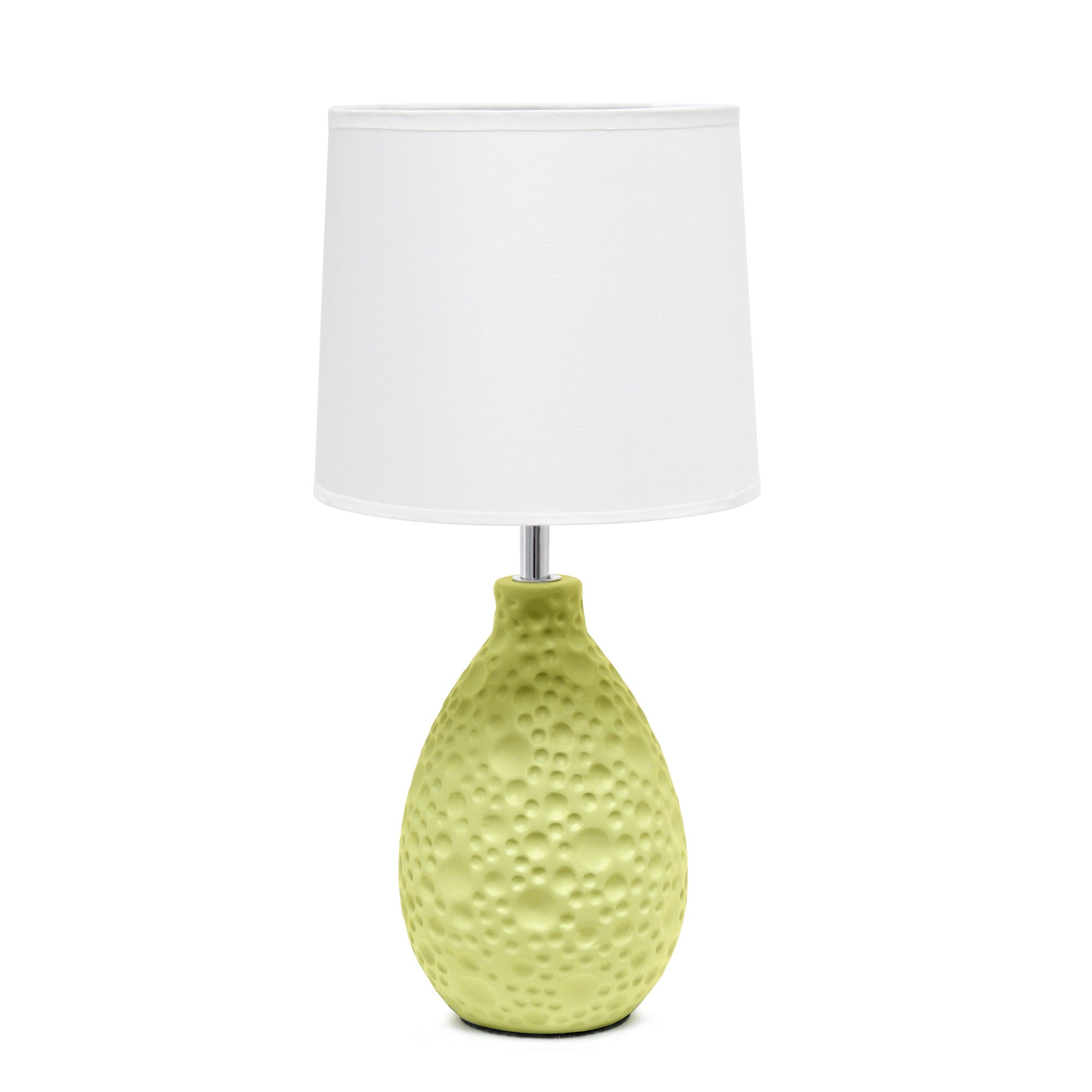 Creekwood Home Essentix 14.17' Traditional Ceramic Textured Thumbprint Tear Drop Shaped Table Desk Lamp With Tapered White Fabric Shade For Home Dcor, Bedroom, Living Room, Dining Room, Foyer, Green