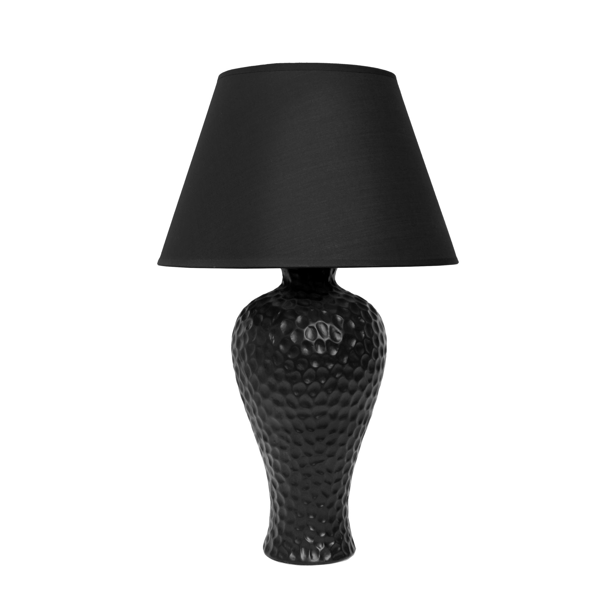 Creekwood Home Essentix 20.08' Traditional Ceramic Textured Imprint Winding Table Desk Lamp With Matching Empire Fabric Shade For Home Dcor, Bedroom, Living Room, Dining Room, Foyer, Black