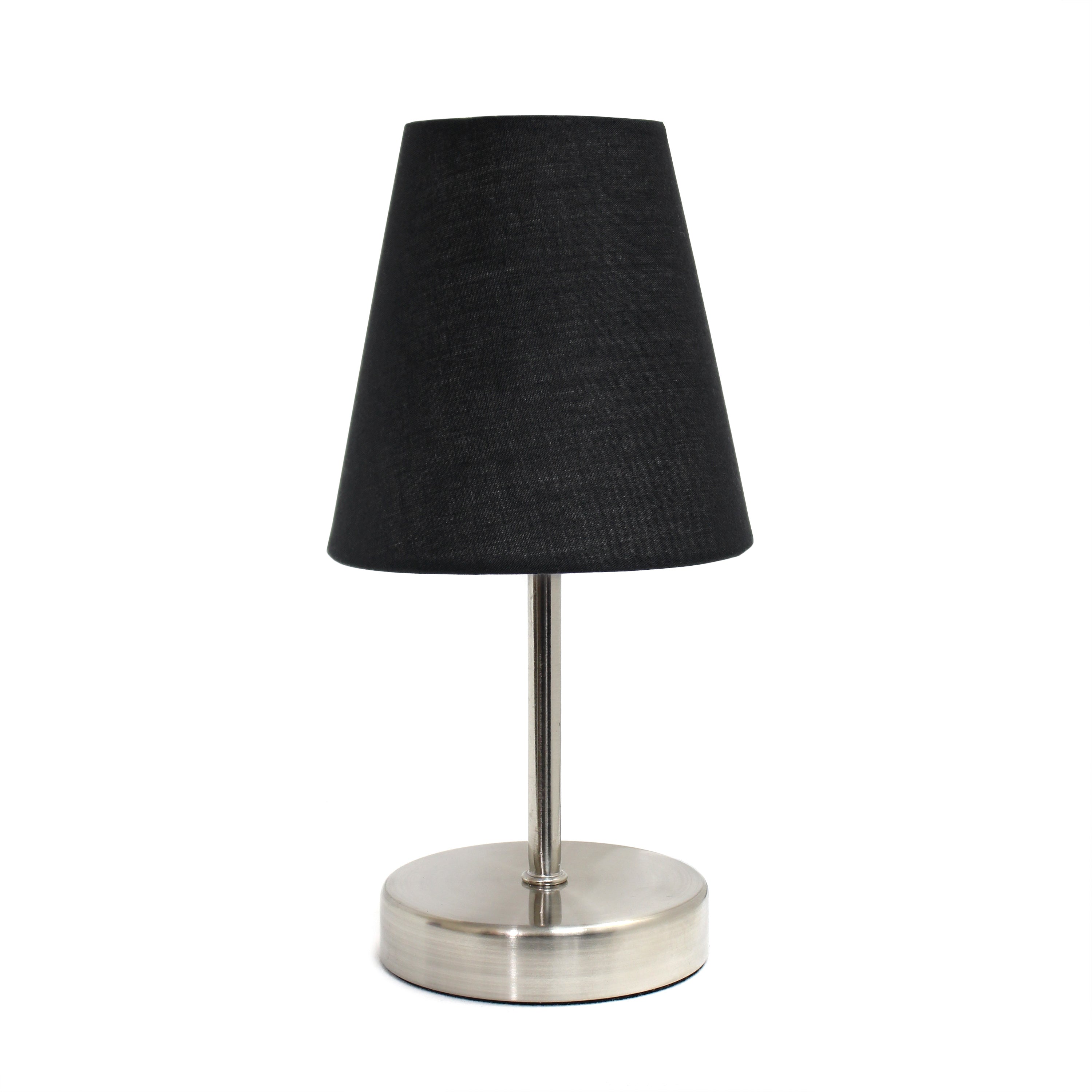 Creekwood Home 10.5' Iconic  Mini Sand Nickel Table Lamp Two Pack Set, For End Tables, Nightstands, Offices, Black Shades