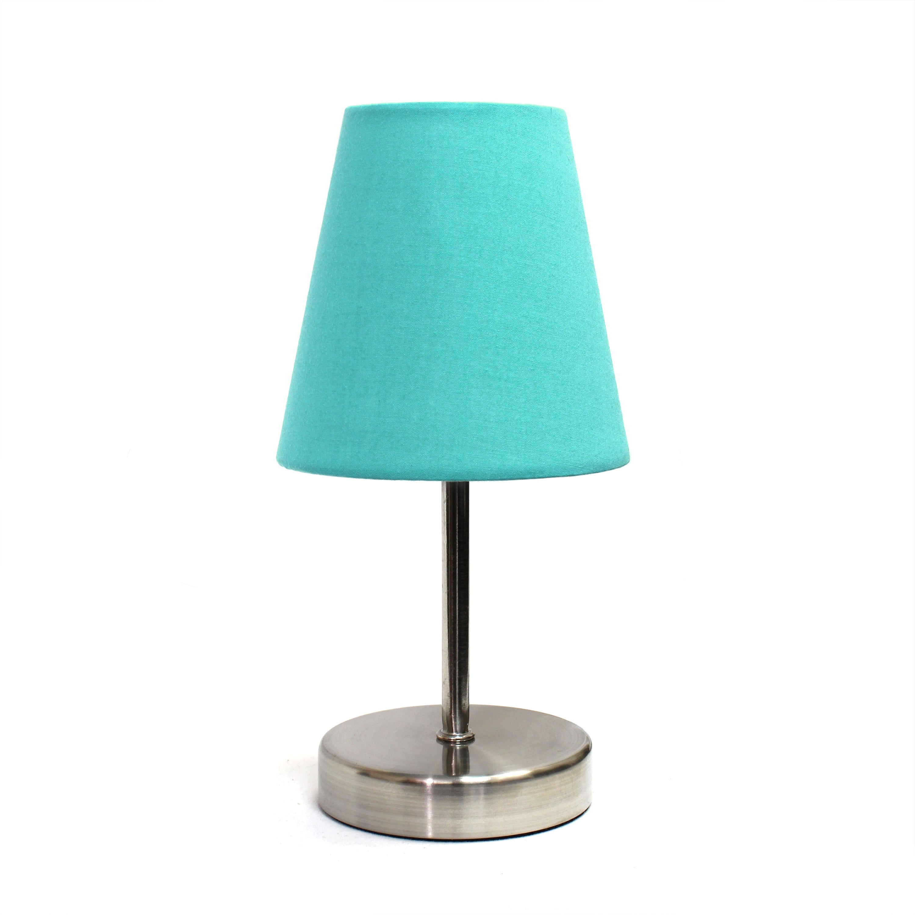 Creekwood Home 10.5' Iconic  Mini Sand Nickel Table Lamp Two Pack Set, For End Tables, Nightstands, Offices, Blue Shades