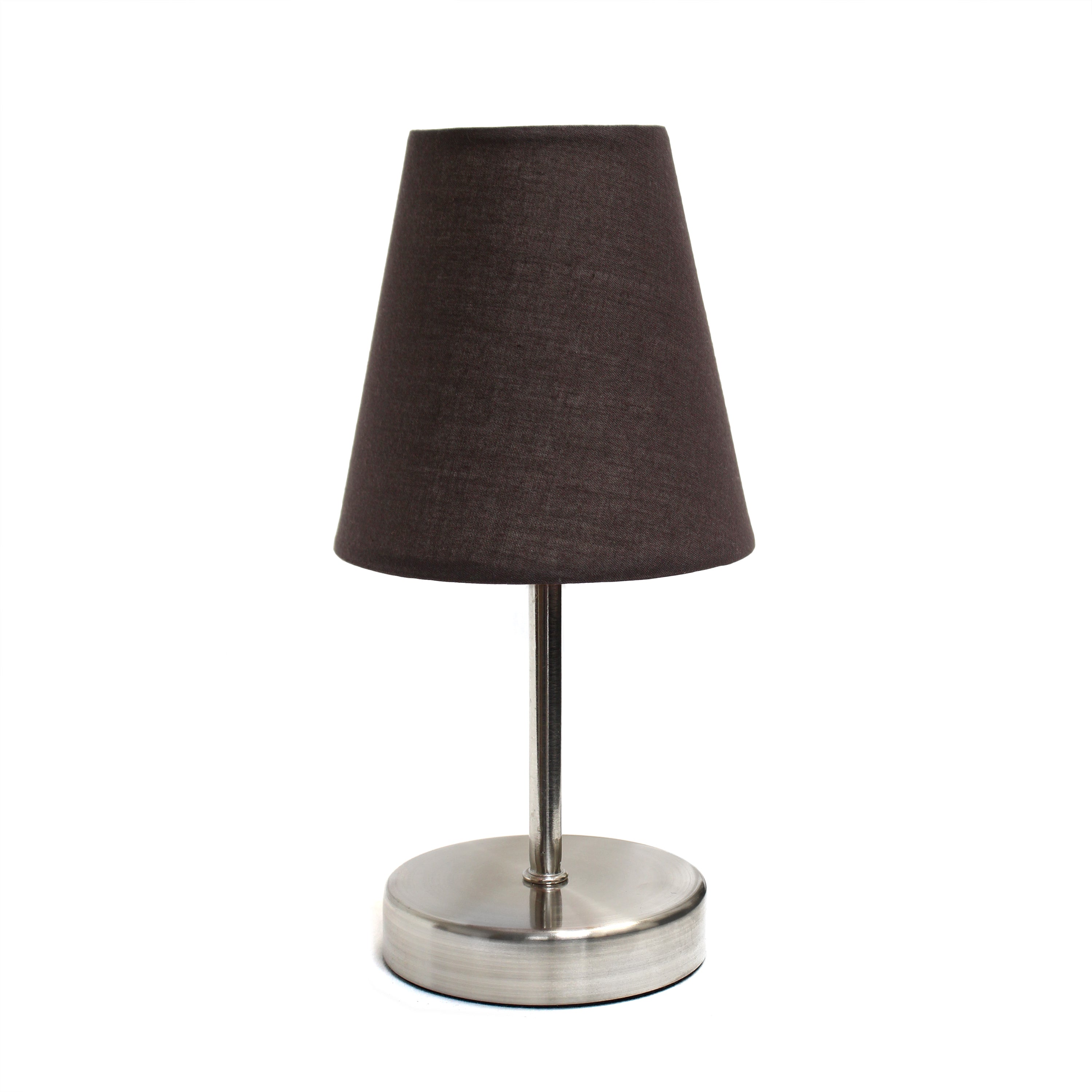 Creekwood Home 10.5' Iconic  Mini Sand Nickel Table Lamp Two Pack Set, For End Tables, Nightstands, Offices, Brown Shades