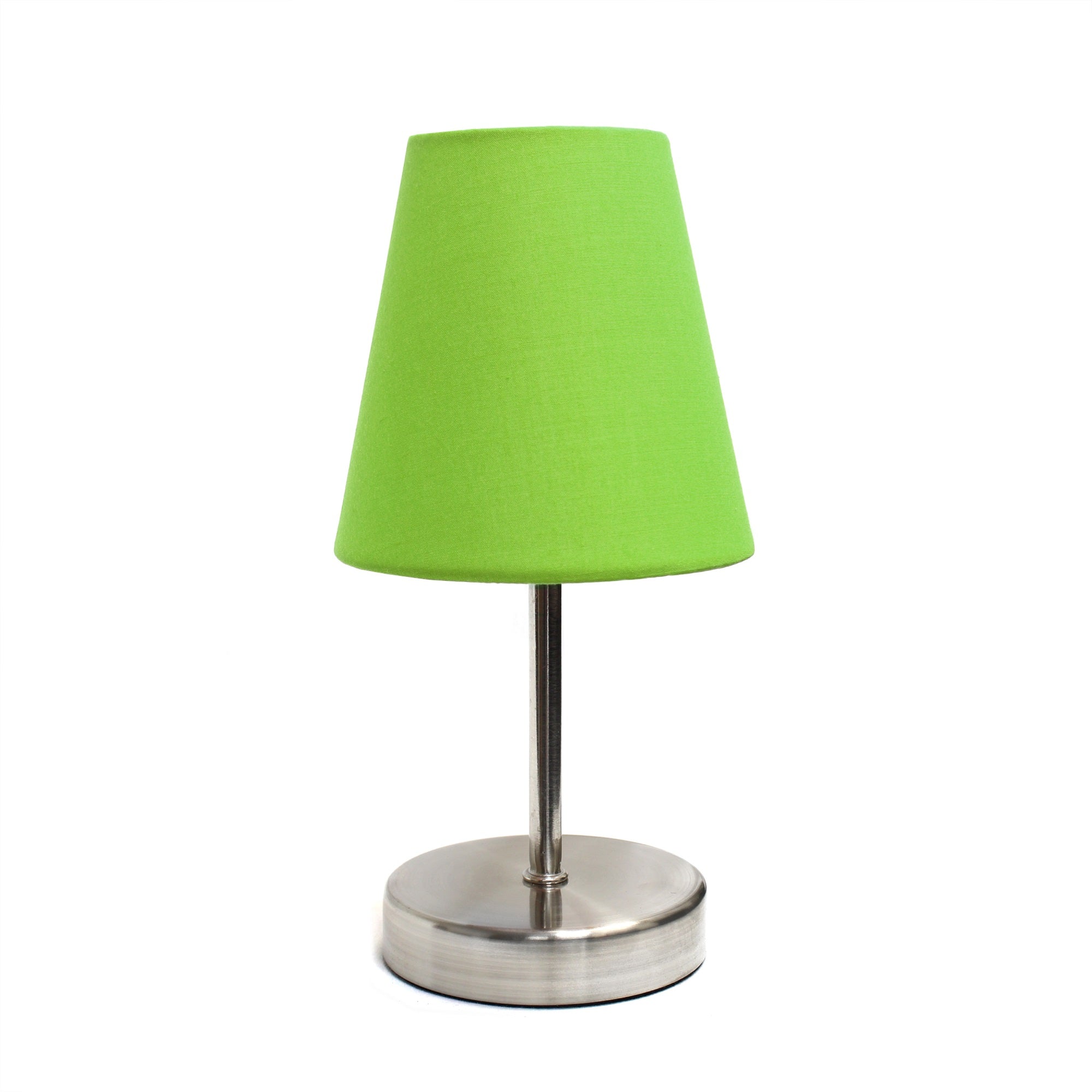 Creekwood Home Nauru 10.5' Traditional Petite Metal Stick Bedside Table Desk Lamp In Sand Nickel With Fabric Empire Shade For Nightstand, End Table, Dorm, Home Dcor, Bedroom, Living Room, Green