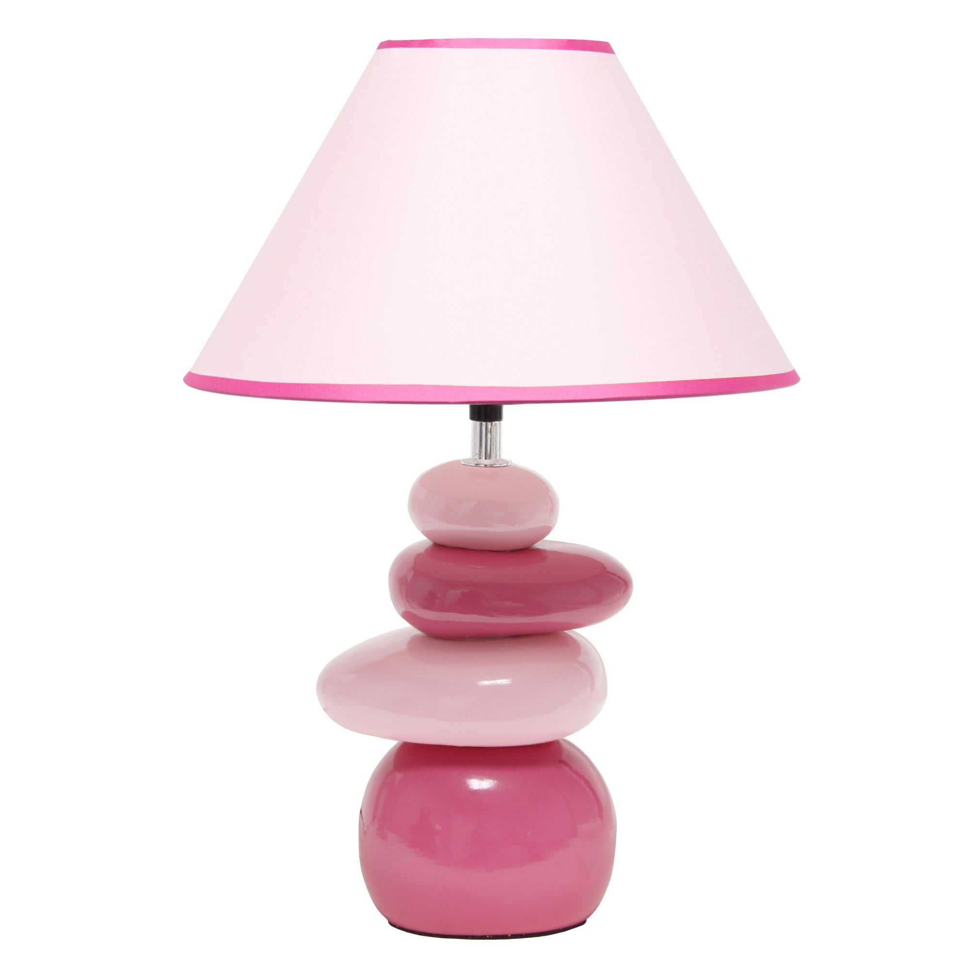 Creekwood Home Priva 17.25' Contemporary Ceramic Stacking Stones Table Desk Lamp For Home Dcor, Bedroom, Living Room, Dining Room, Entryway, Office, Pink