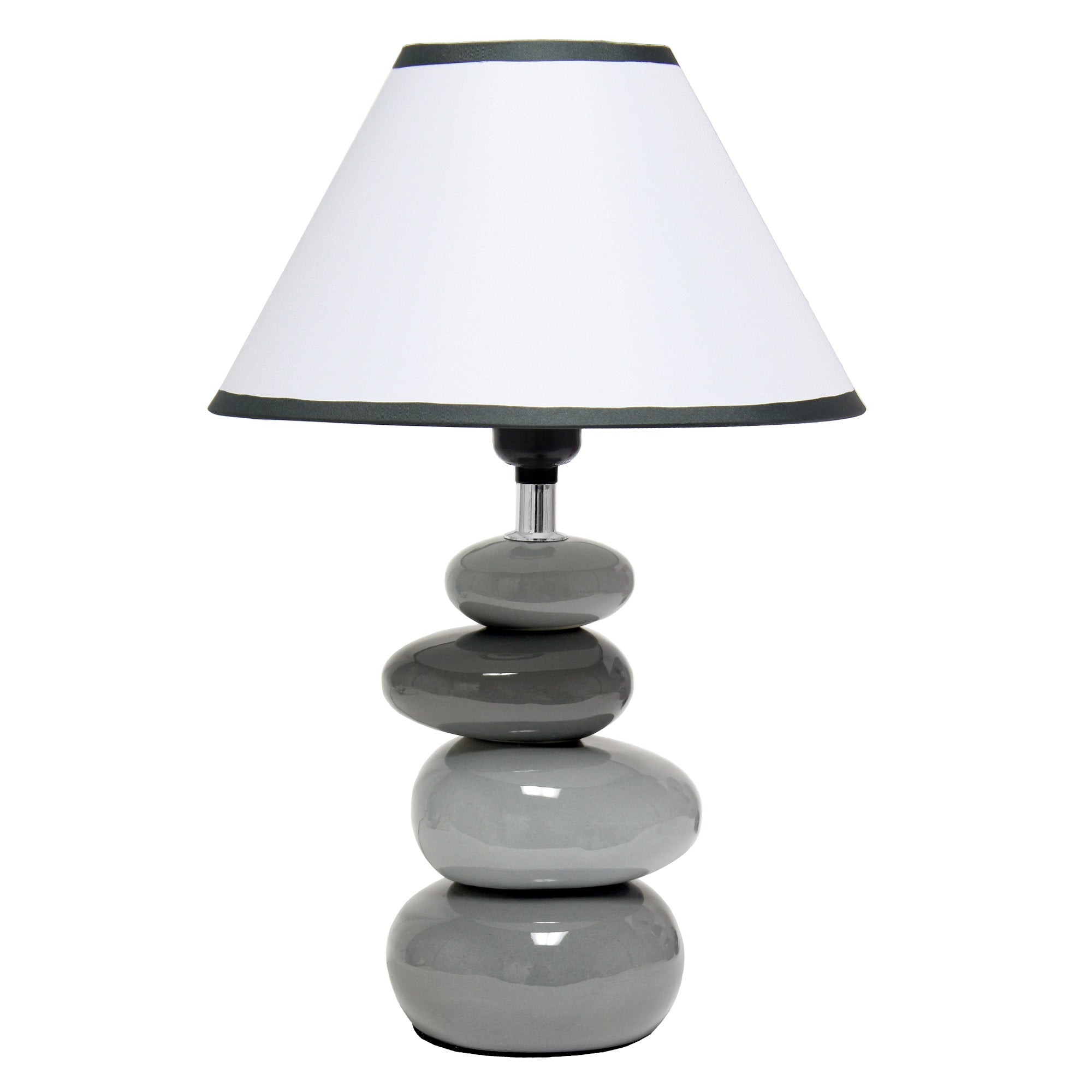 Creekwood Home Priva 14.7' Contemporary Ceramic Stacking Stones Table Desk Lamp For Home Dcor, Bedroom, Living Room, Dining Room, Entryway, Office, Gray