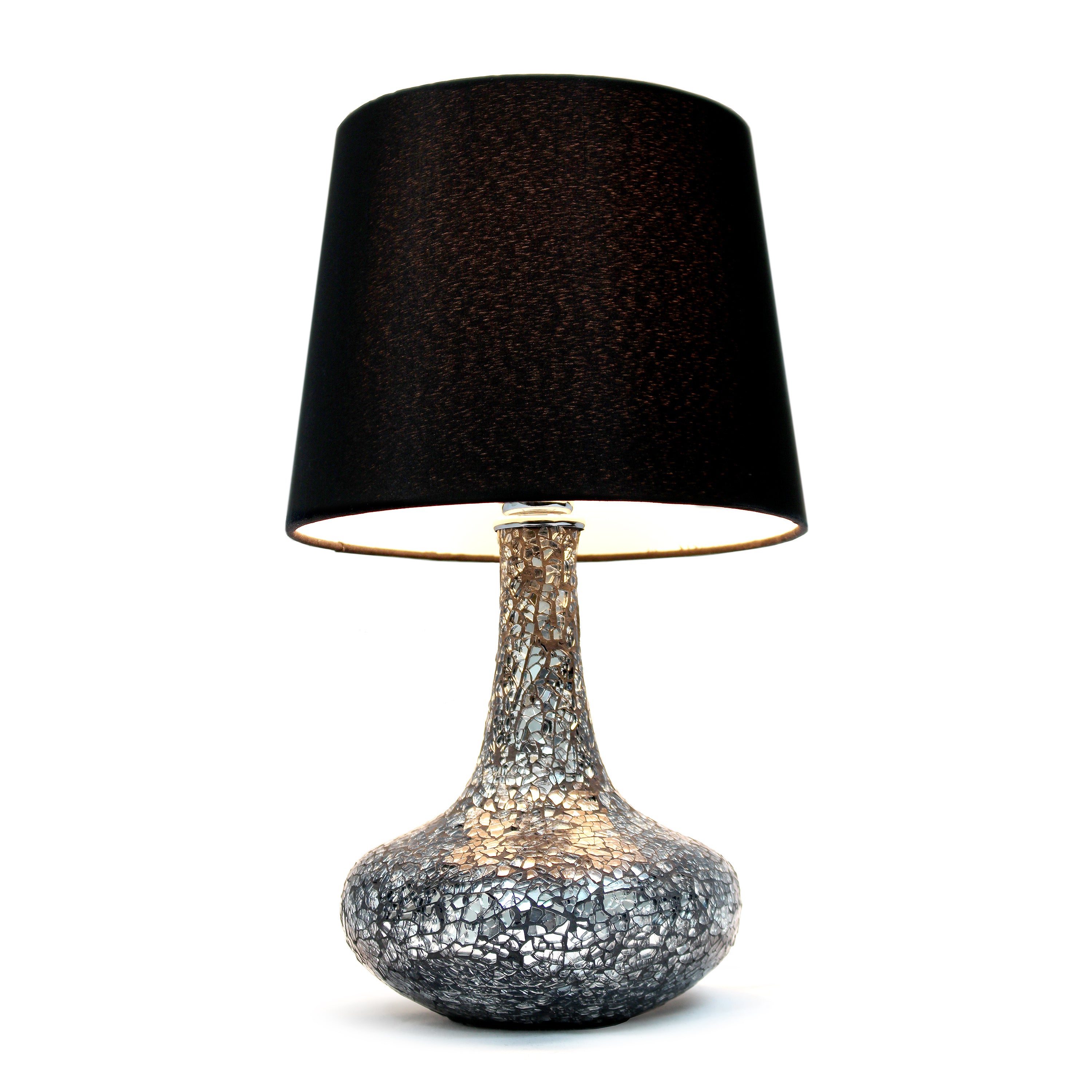Creekwood Home 14.17' Patchwork Crystal Glass Table Lamp For Living Room, Bedroom, Study, Office, Entryway, Reading Nook, Black