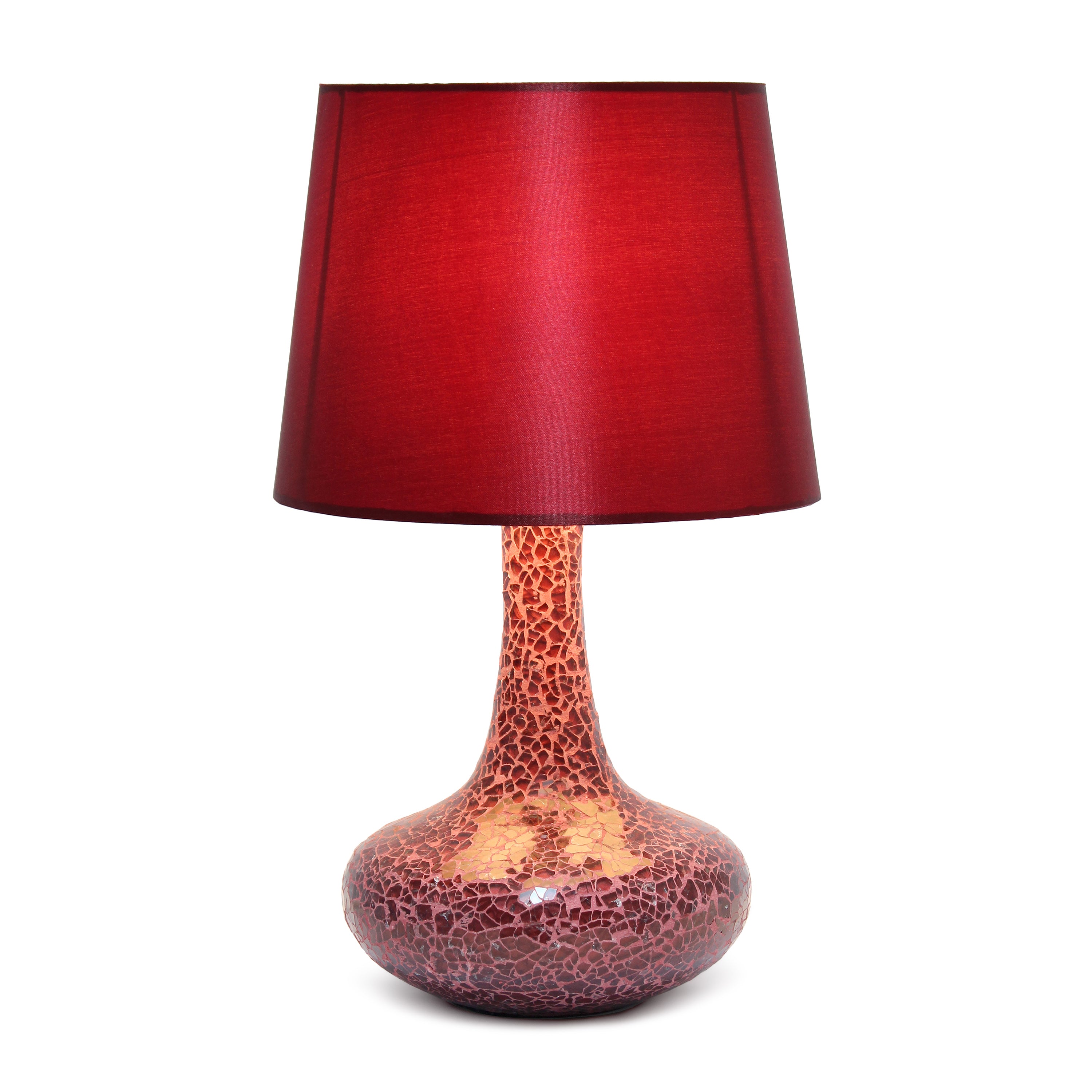 Creekwood Home 14.17' Patchwork Crystal Glass Table Lamp For Living Room, Bedroom, Study, Office, Entryway, Reading Nook, Red