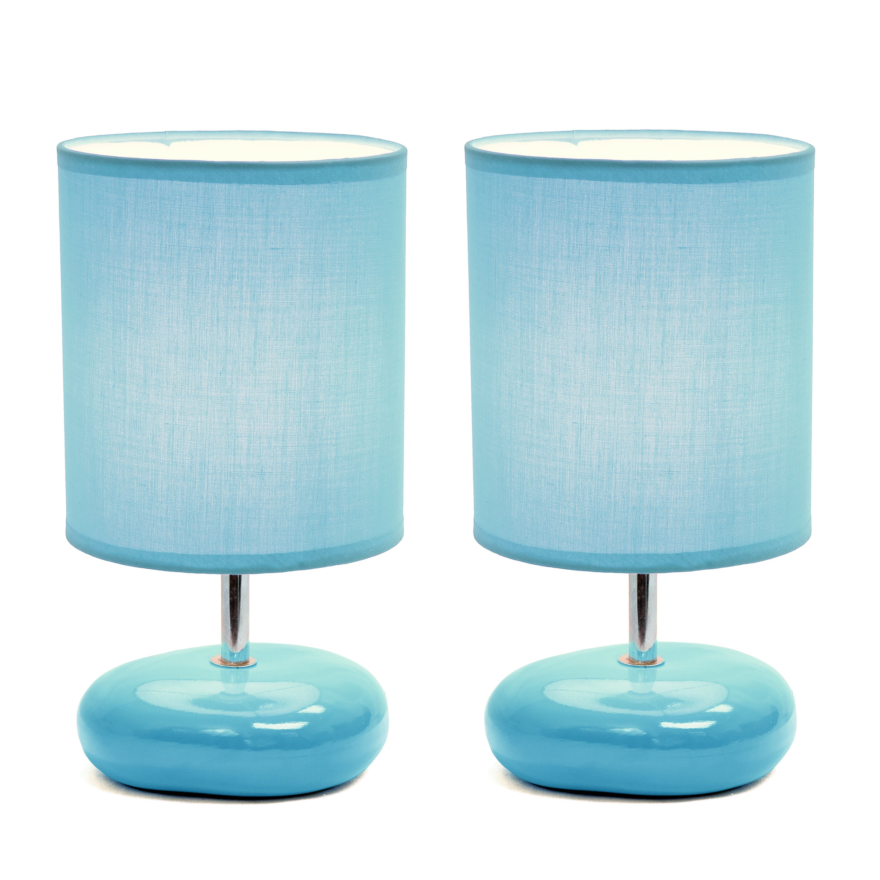 Creekwood Home 10.24' Traditional Mini Round Rock Table Lamp 2 Pack Set For Nursery, Study, Bookshelf, Office, Nightstand, Living Room, Blue