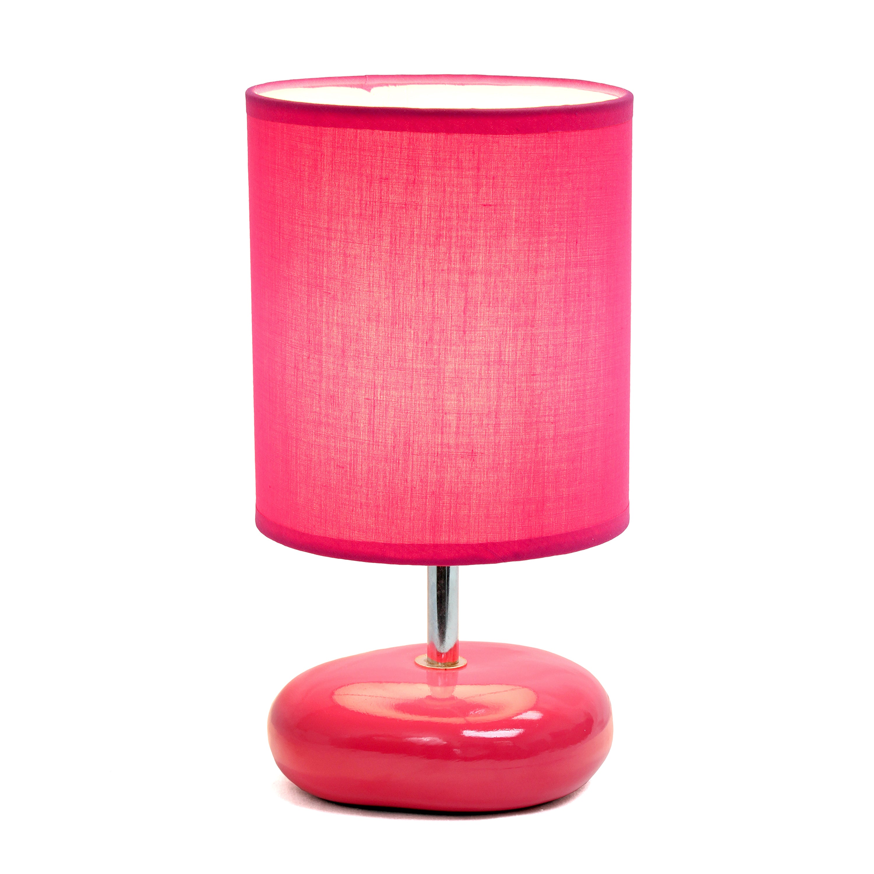 Creekwood Home 10.24' Traditional Mini Round Rock Table Lamp For Nursery, Study, Bookshelf, Office, Nightstand, Living Room, Pink