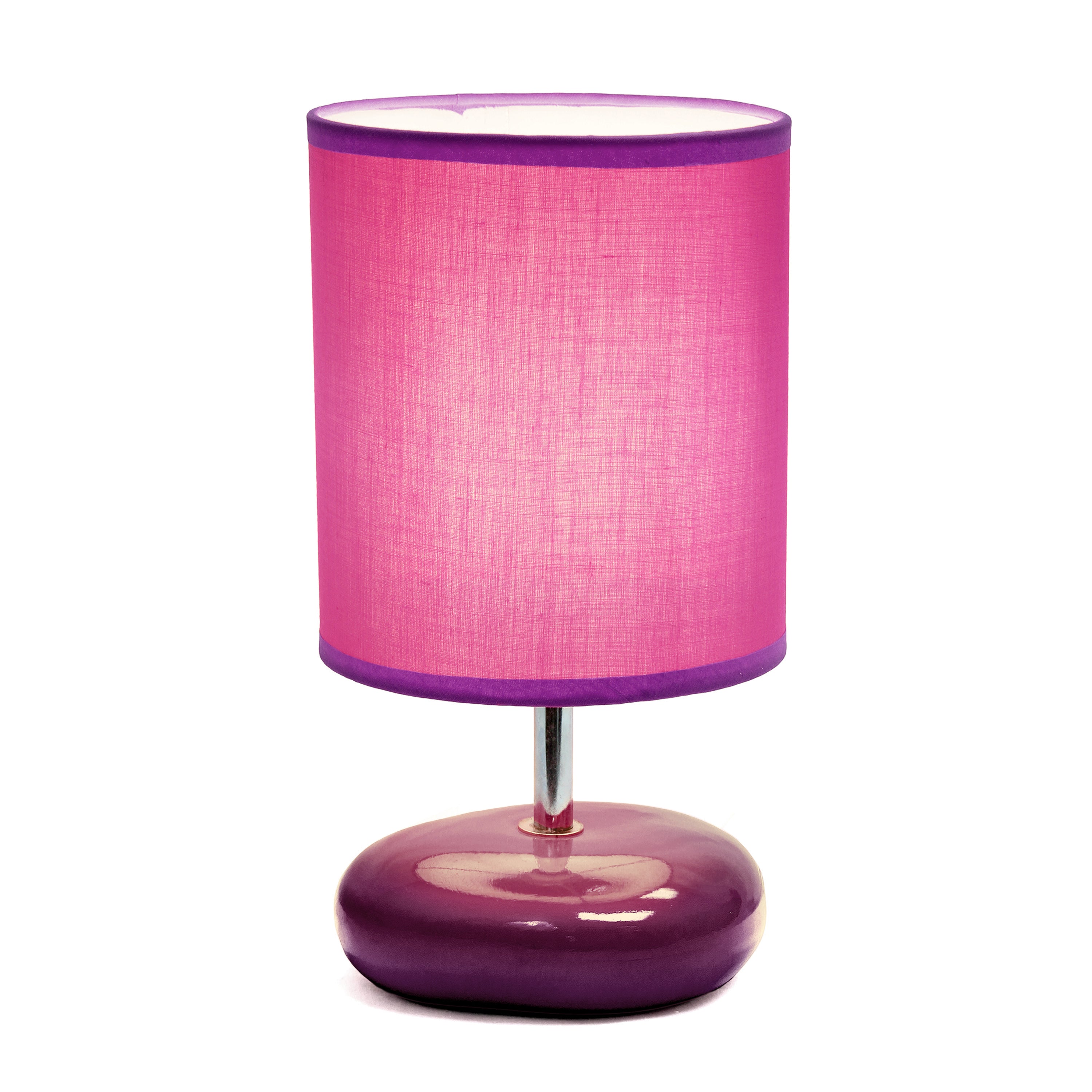 Creekwood Home 10.24' Traditional Mini Round Rock Table Lamp For Nursery, Study, Bookshelf, Office, Nightstand, Living Room, Purple