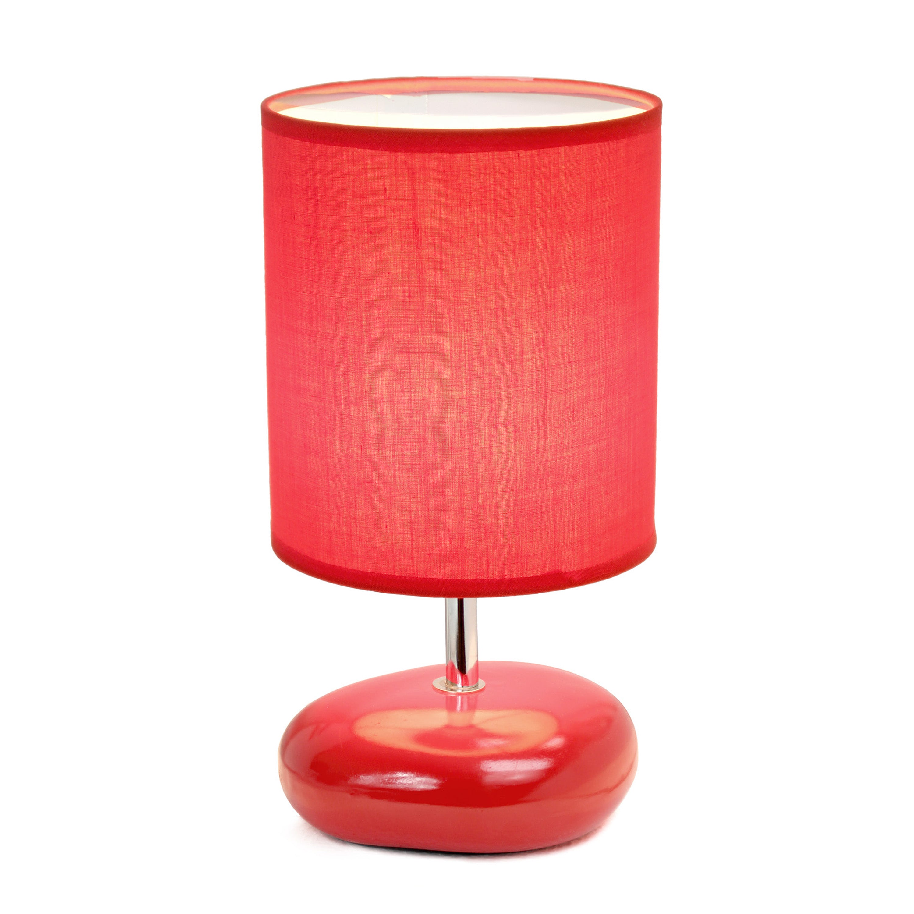 Creekwood Home 10.24' Traditional Mini Round Rock Table Lamp For Nursery, Study, Bookshelf, Office, Nightstand, Living Room, Red