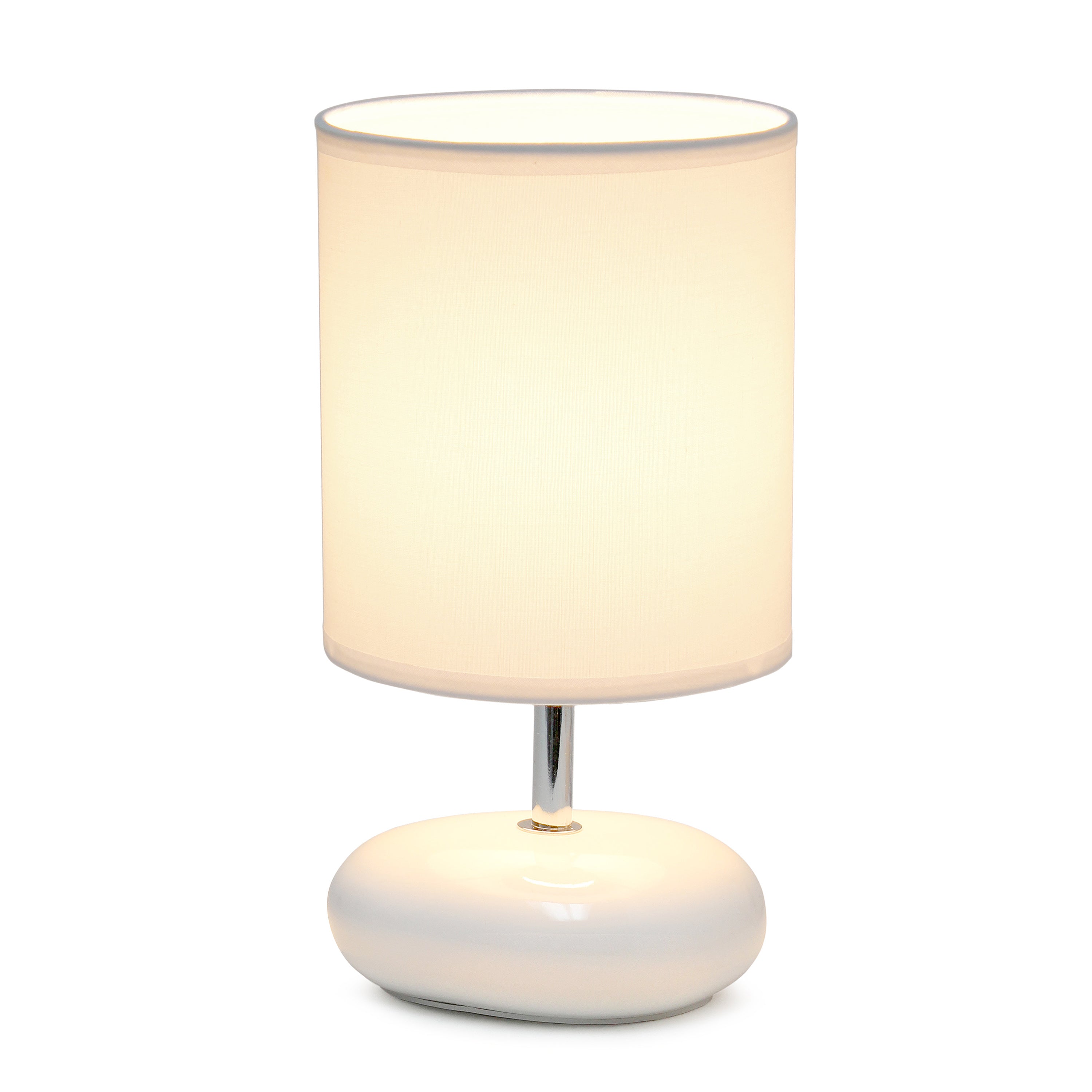 Creekwood Home 10.24' Traditional Mini Round Rock Table Lamp For Nursery, Study, Bookshelf, Office, Nightstand, Living Room, White