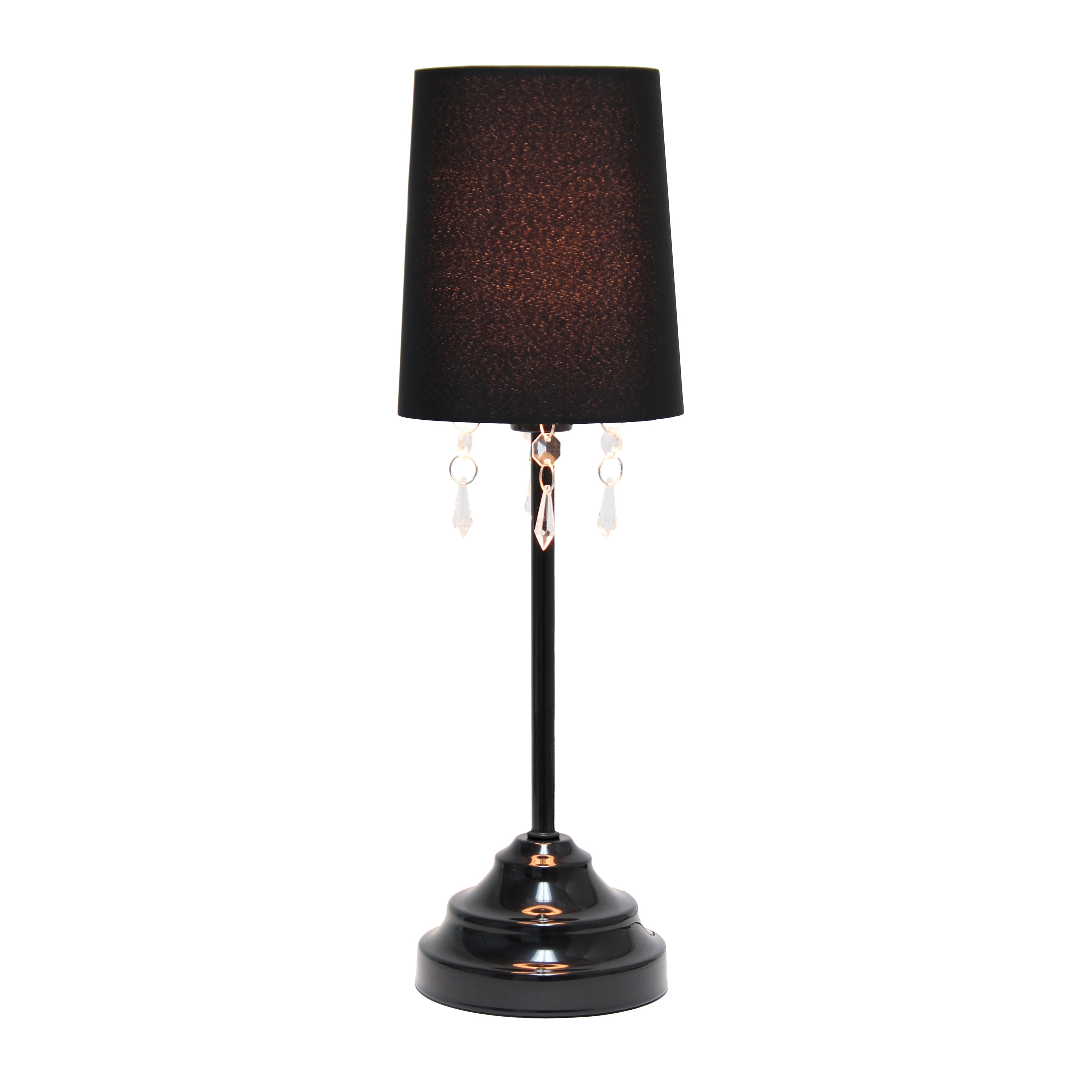 Creekwood Home 17.25' Contemporary Crystal Droplet Table Lamp For Bedroom, Living Room, Dining Room, Office, Entryway, Black