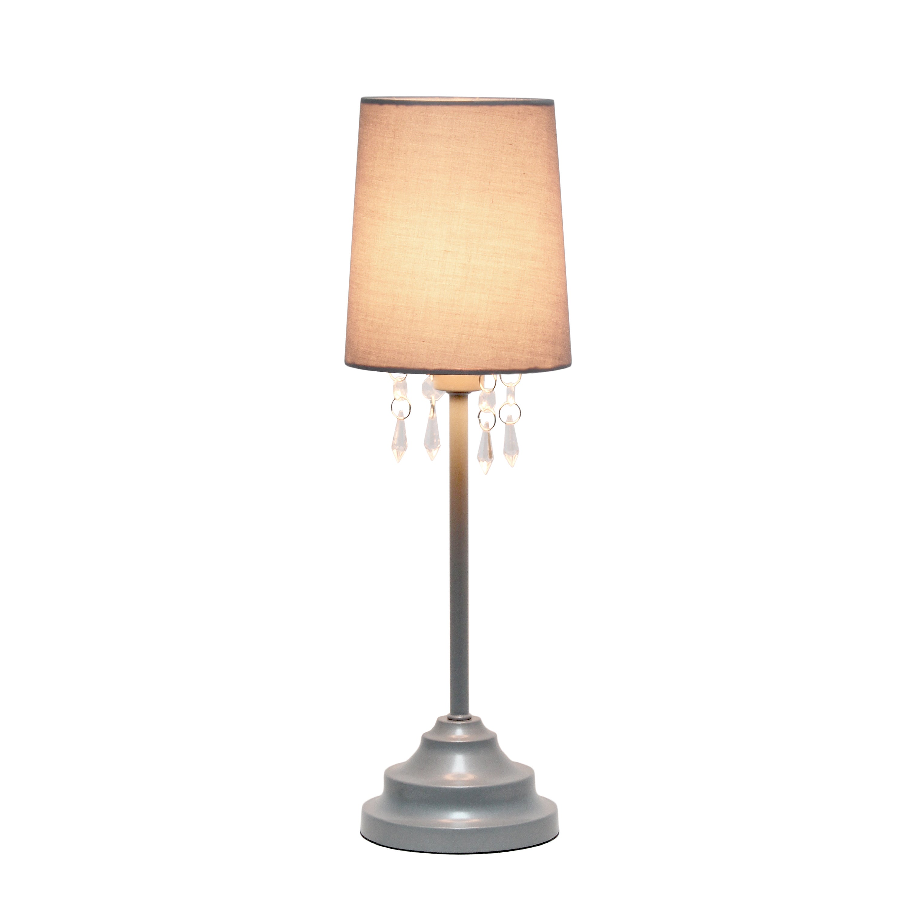 Creekwood Home 17.25' Contemporary Crystal Droplet Table Lamp For Bedroom, Living Room, Dining Room, Office, Entryway, Gray