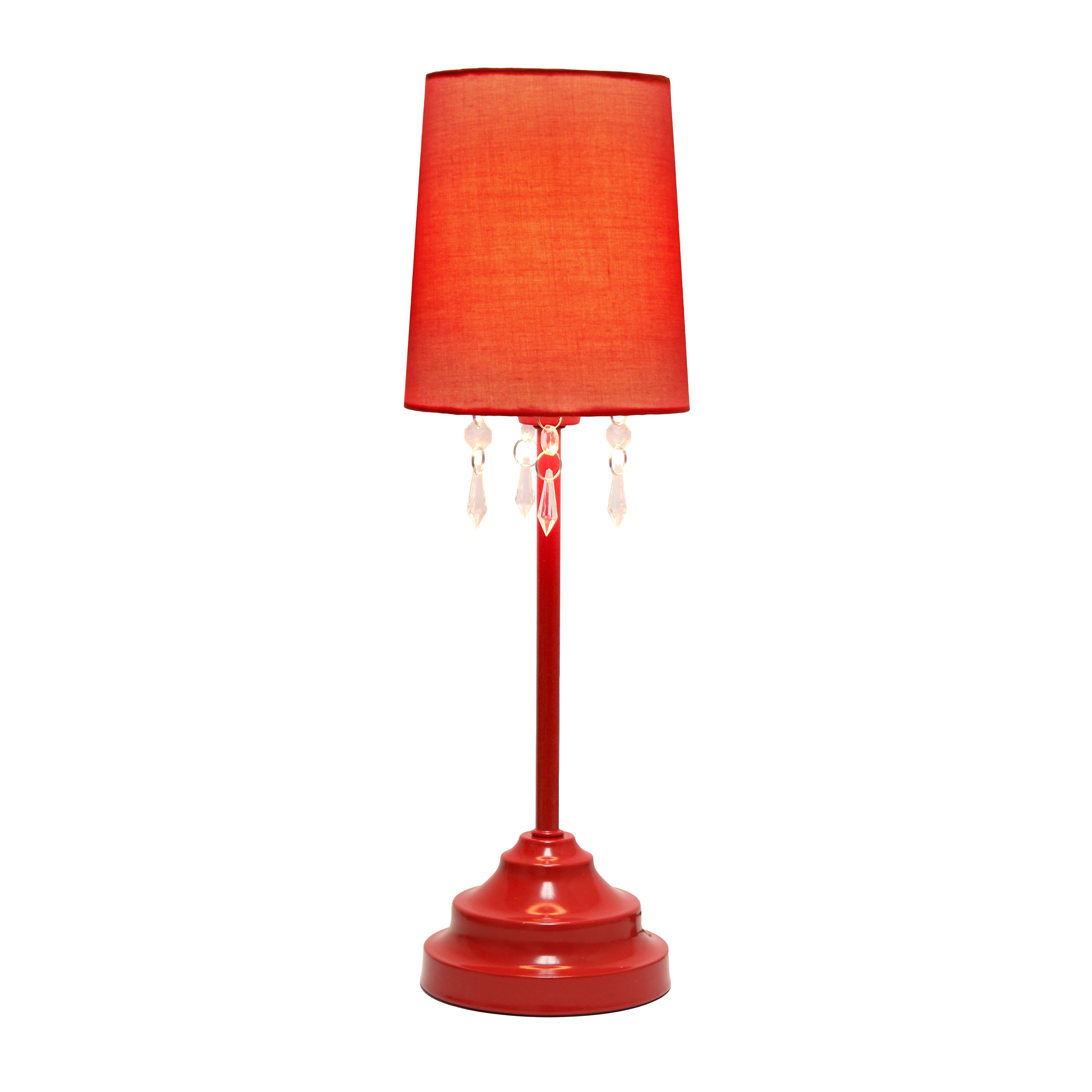 Creekwood Home 17.25' Contemporary Crystal Droplet Table Lamp For Bedroom, Living Room, Dining Room, Office, Entryway, Red