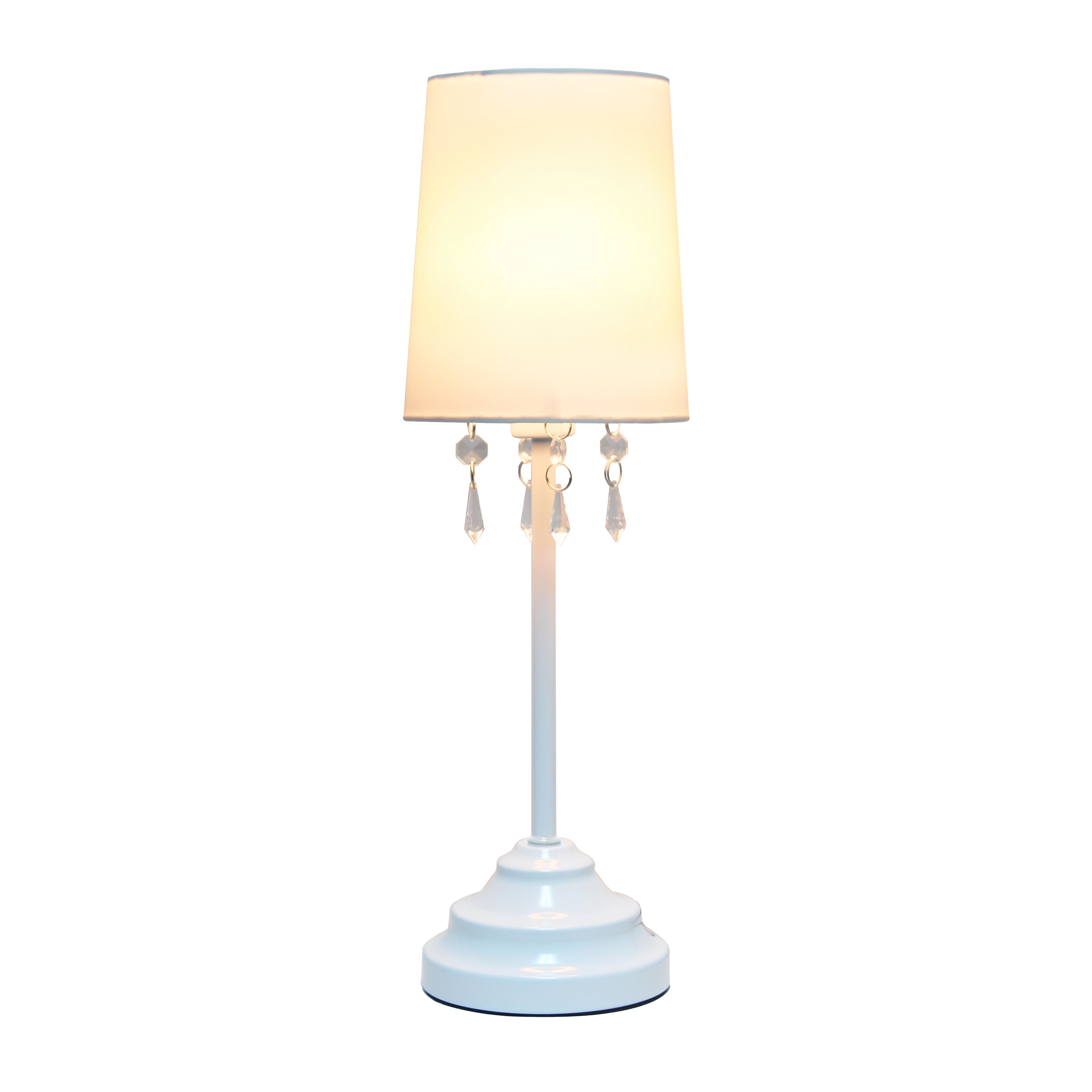Creekwood Home 17.25' Contemporary Crystal Droplet Table Lamp For Bedroom, Living Room, Dining Room, Office, Entryway, White