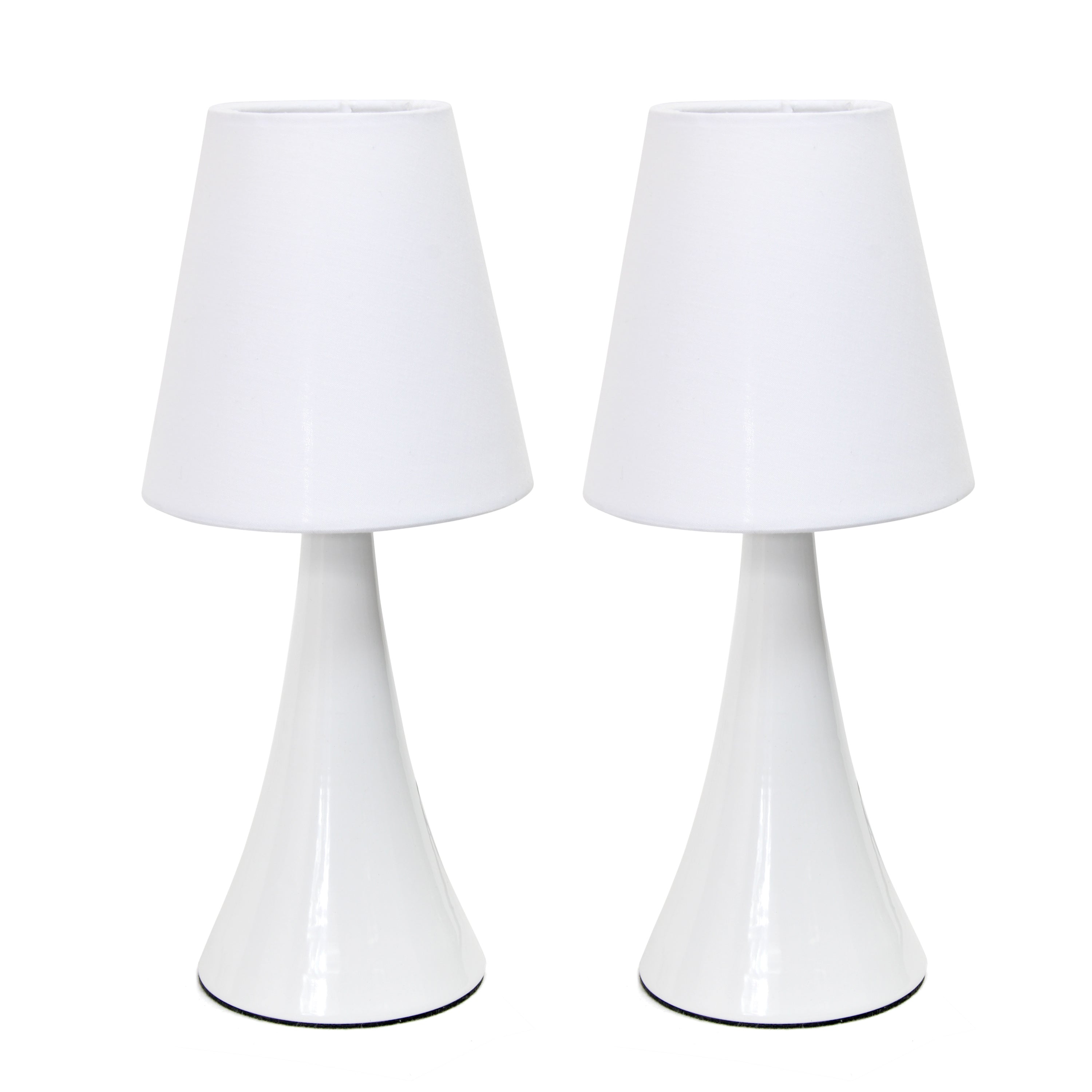 Creekwood Home 11.42' Chic And Contemporary Mini Touch Lamp , For Bedroom, Living Room, Hallway, White With White Shades