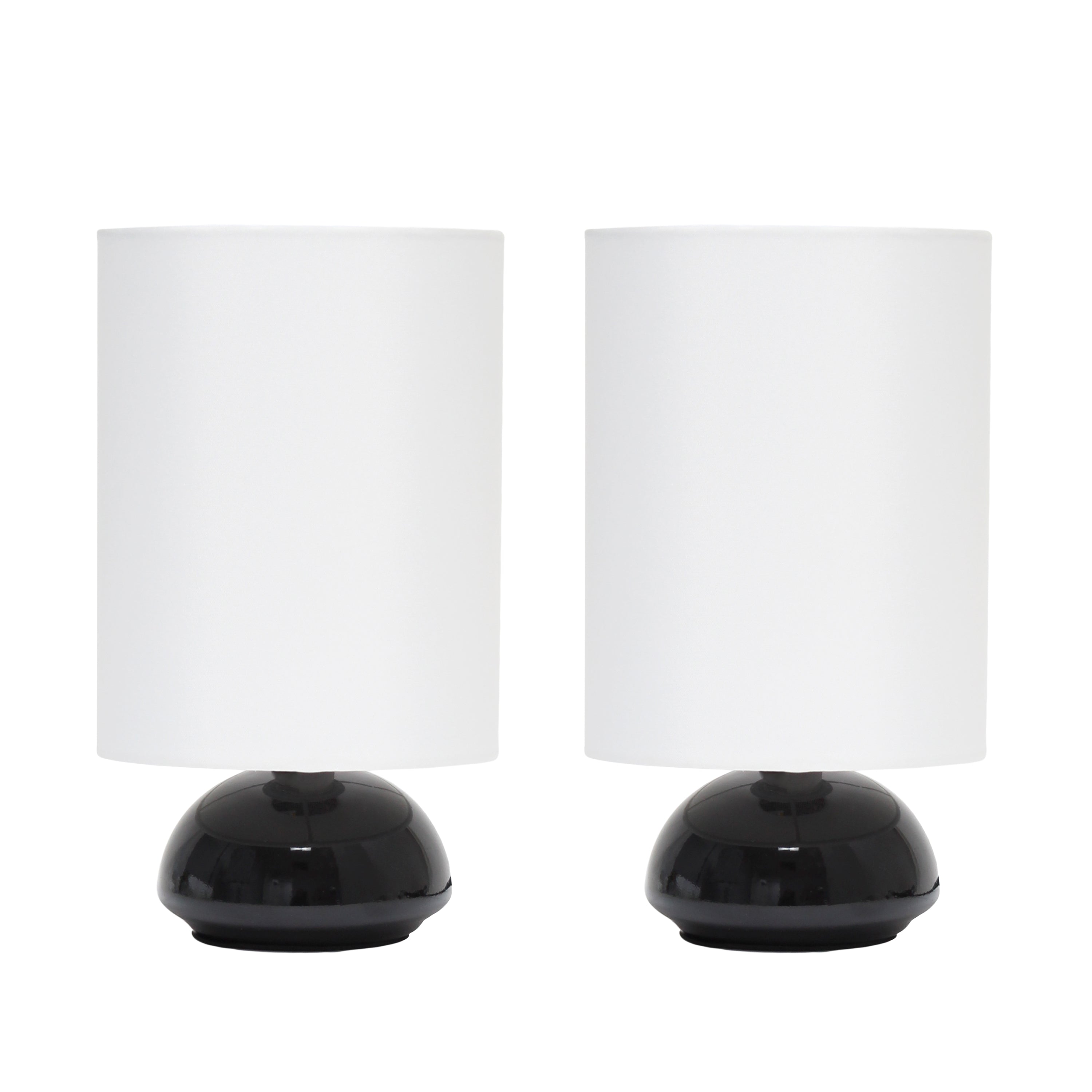 Creekwood Home 9' Chic Elongated Shade Mini Touch Lamp , For Bedroom, Living Room, Hallway, White With Black Shades