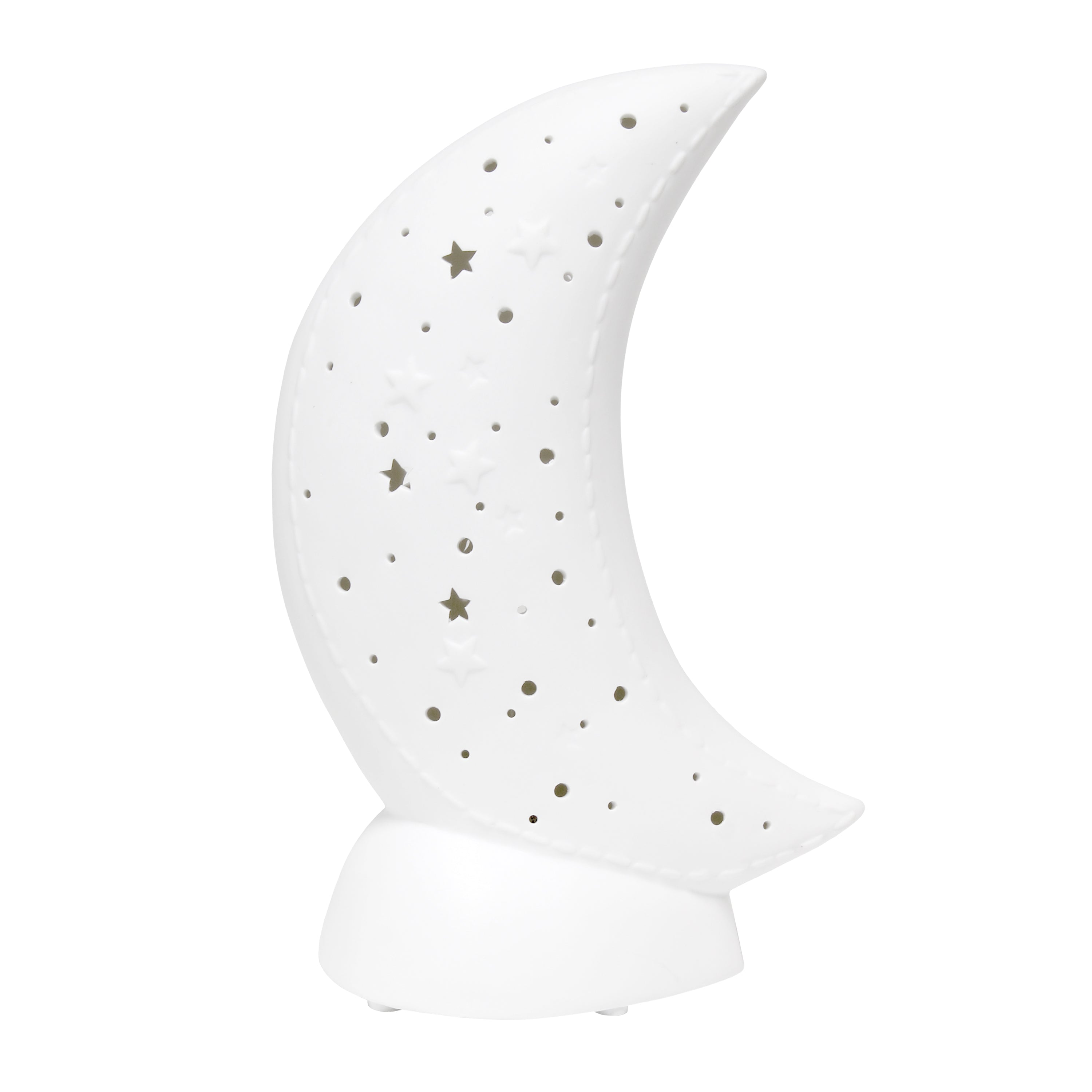 Creekwood Home 10.15' Glowing Ceramic Crescent Moon Light, For Home Dcor, Nightstand, End Table, Entryway, Bookshelf, Kid'S Room, White