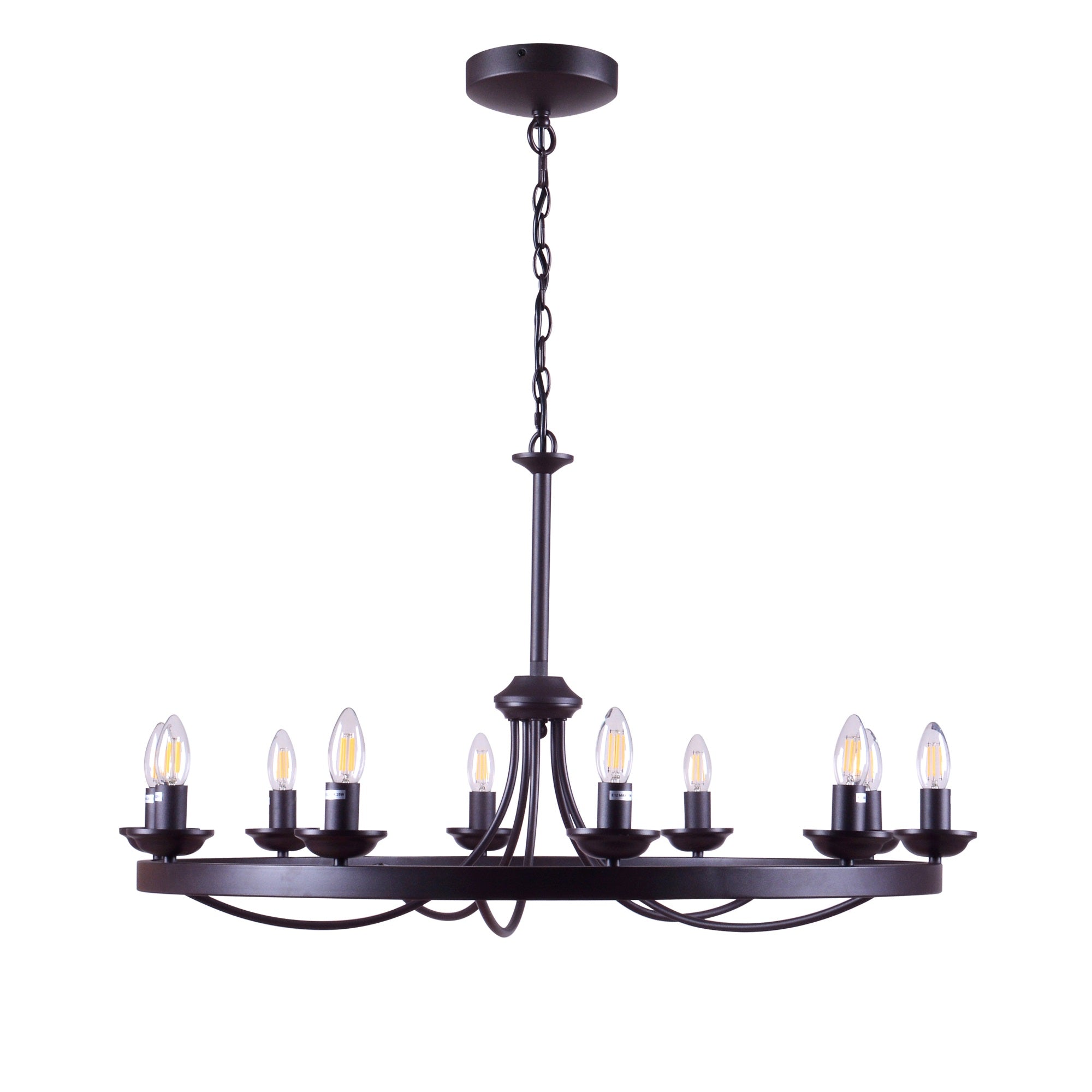 Erica 10-Light Brown Candle Style Wagon Wheel Chandelier