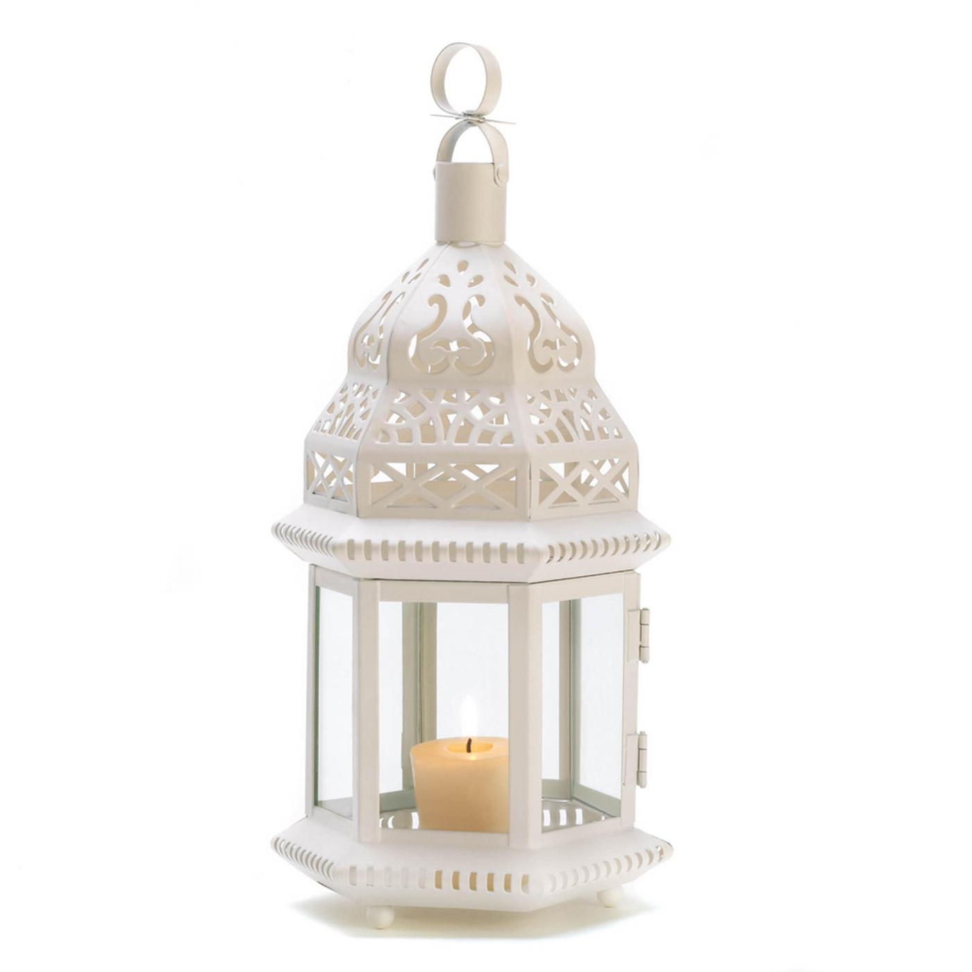 WHITE MOROCCAN STYLE LANTERN