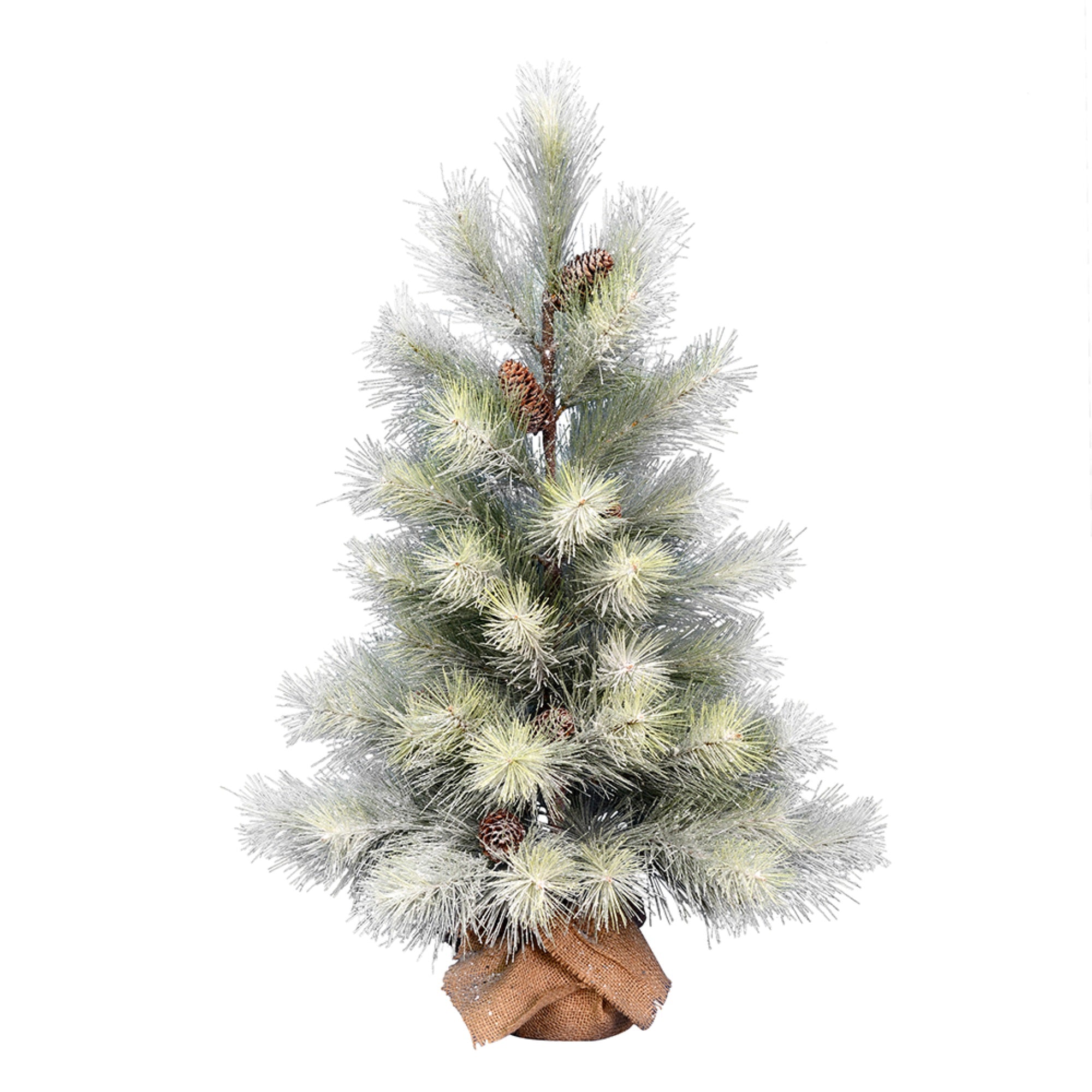 36” Norfolk Frsted Pine Tree Burlap Base